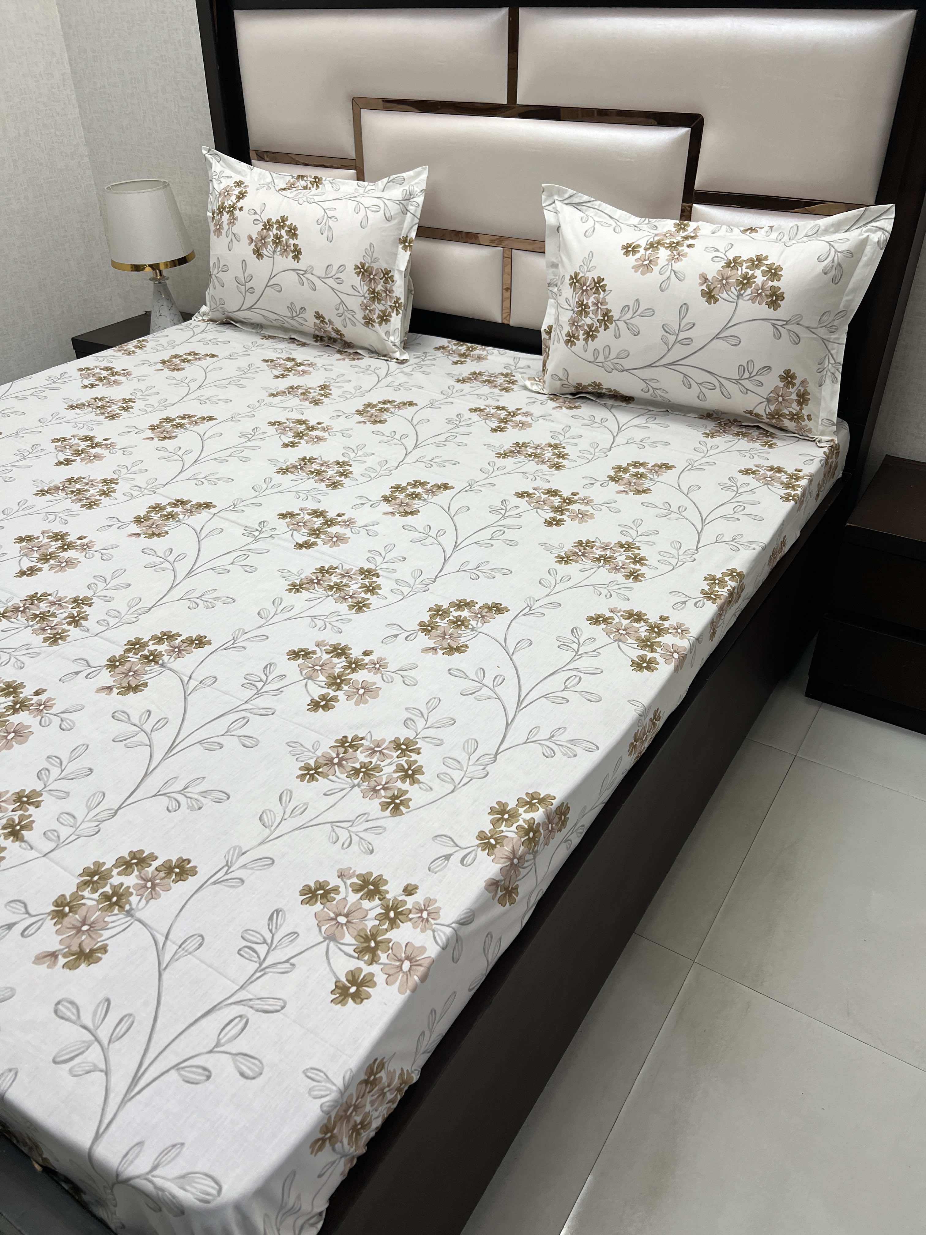 A-3867 - Pure Cotton 210 TC King Size Double Bedsheet (274X274) with Two Pillow Covers (50X76)