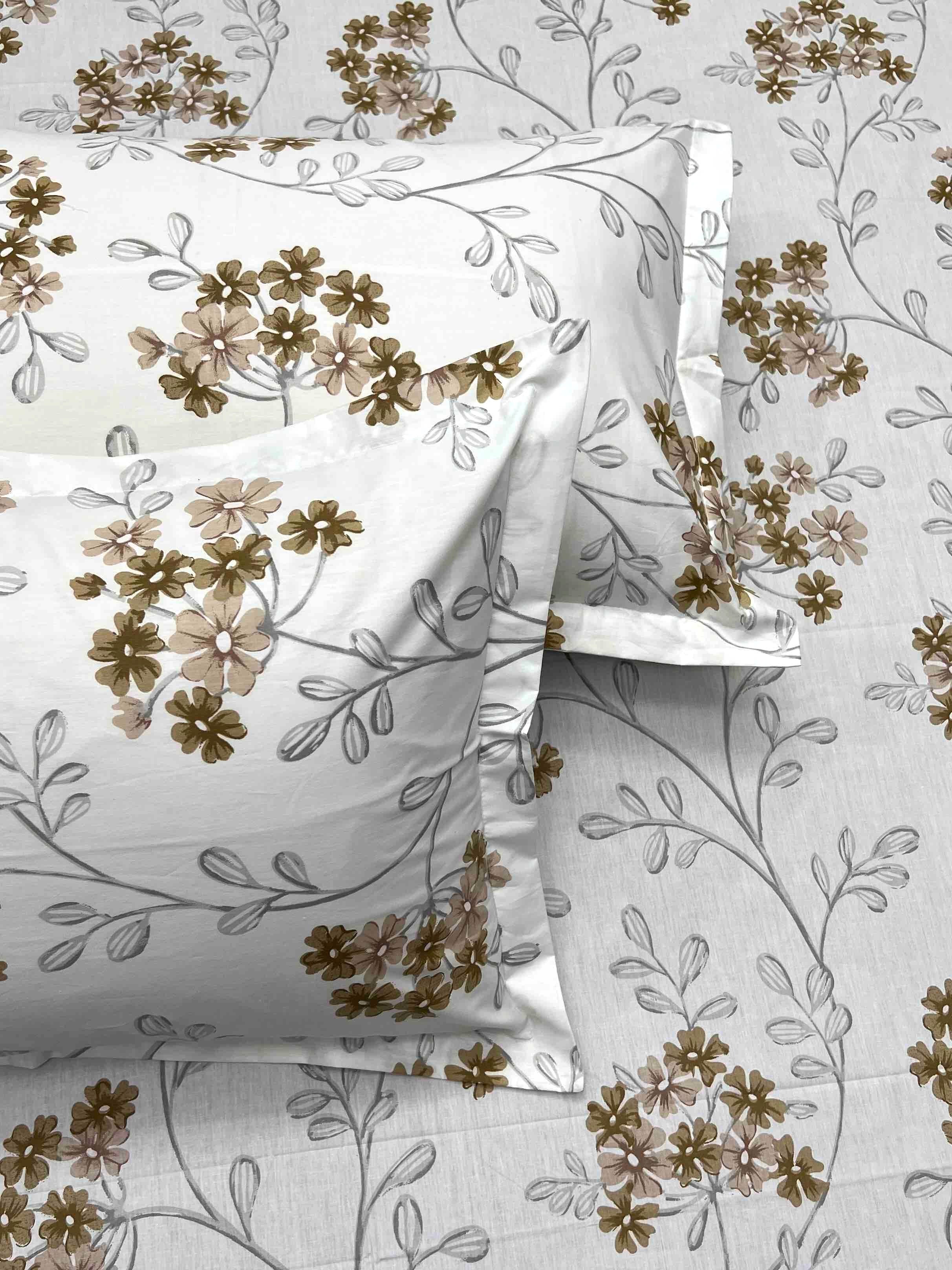 A-3867 - Pure Cotton 210 TC King Size Double Bedsheet (274X274) with Two Pillow Covers (50X76)