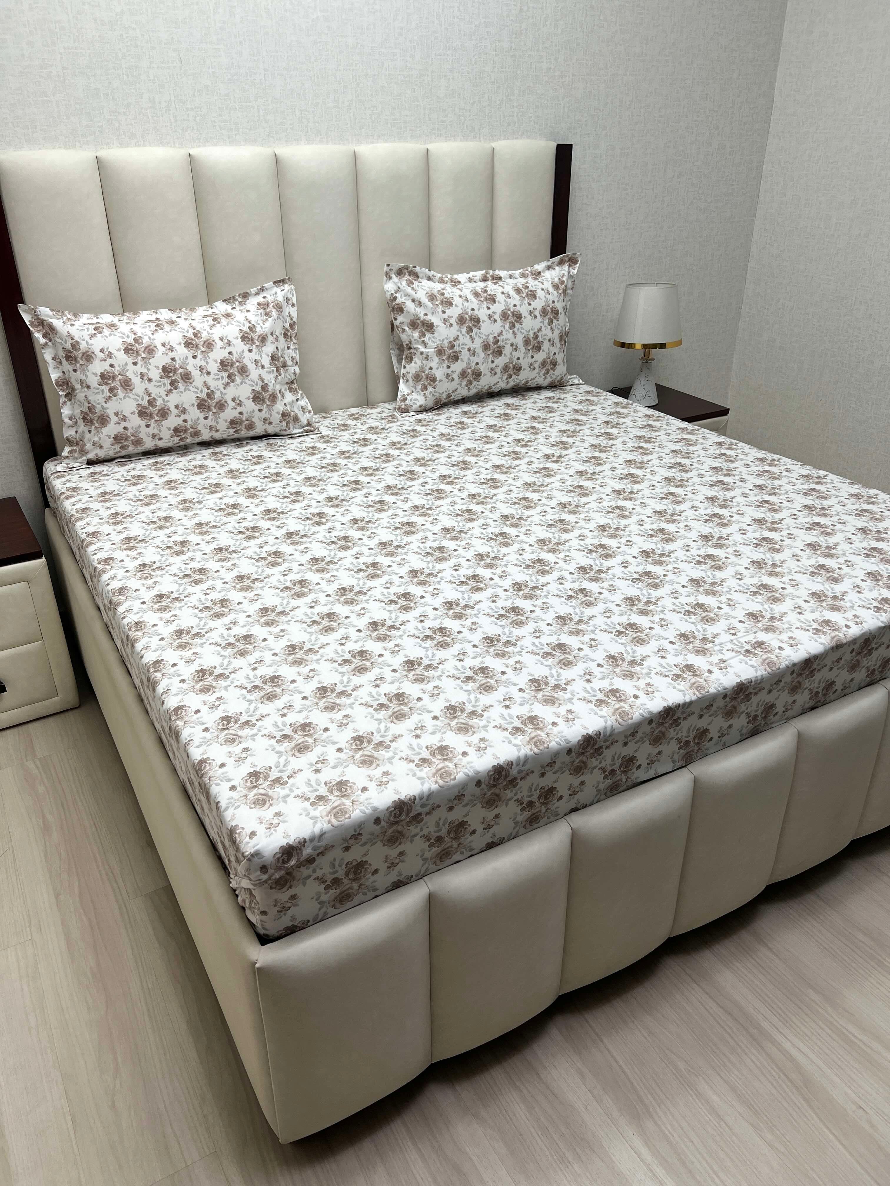 A-3868 - Pure Cotton 210 TC King Size Double Bedsheet (274X274) with Two Pillow Covers (50X76)