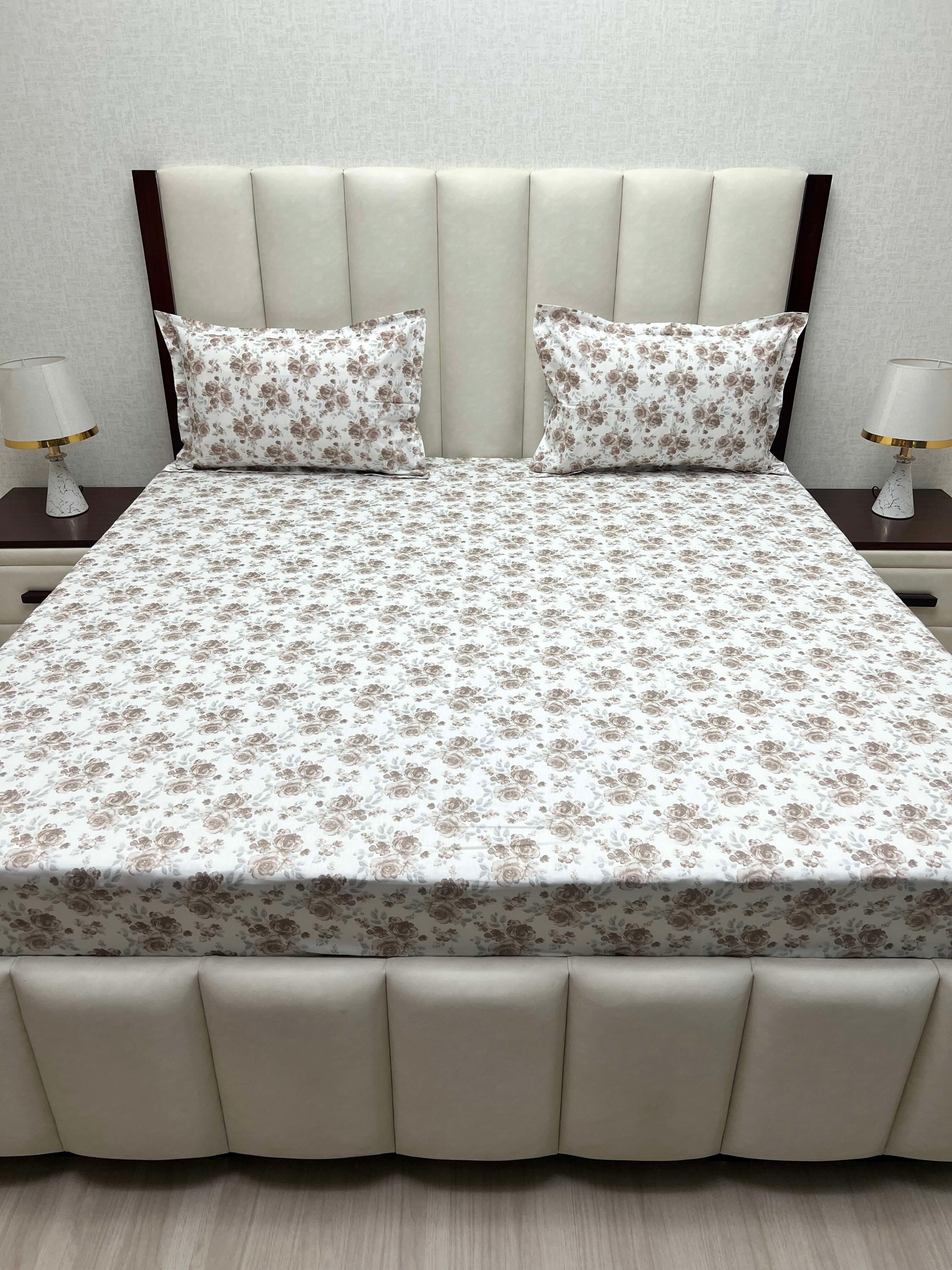 A-3868 - Pure Cotton 210 TC King Size Double Bedsheet (274X274) with Two Pillow Covers (50X76)