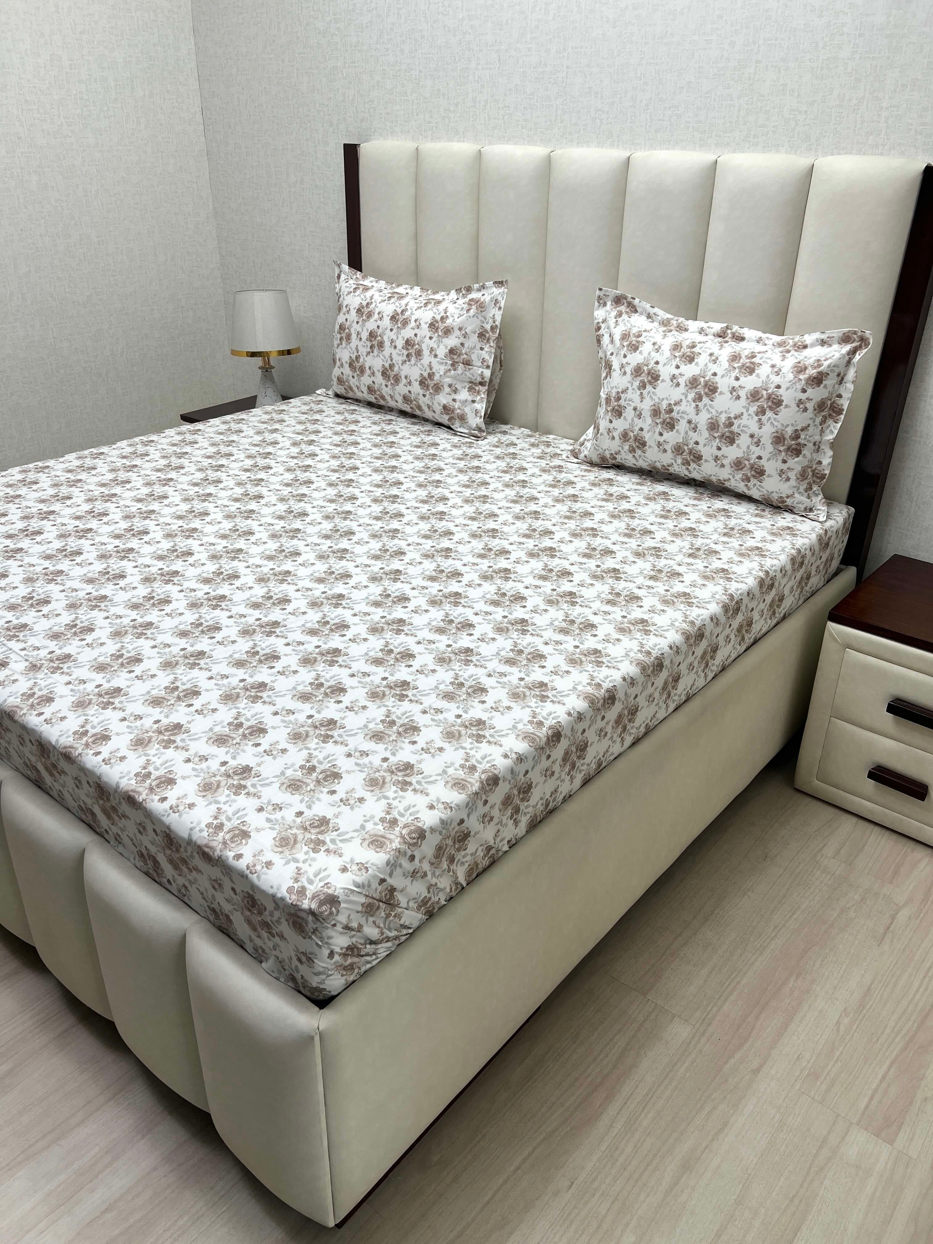 A-3868 - Pure Cotton 210 TC King Size Double Bedsheet (274X274) with Two Pillow Covers (50X76)