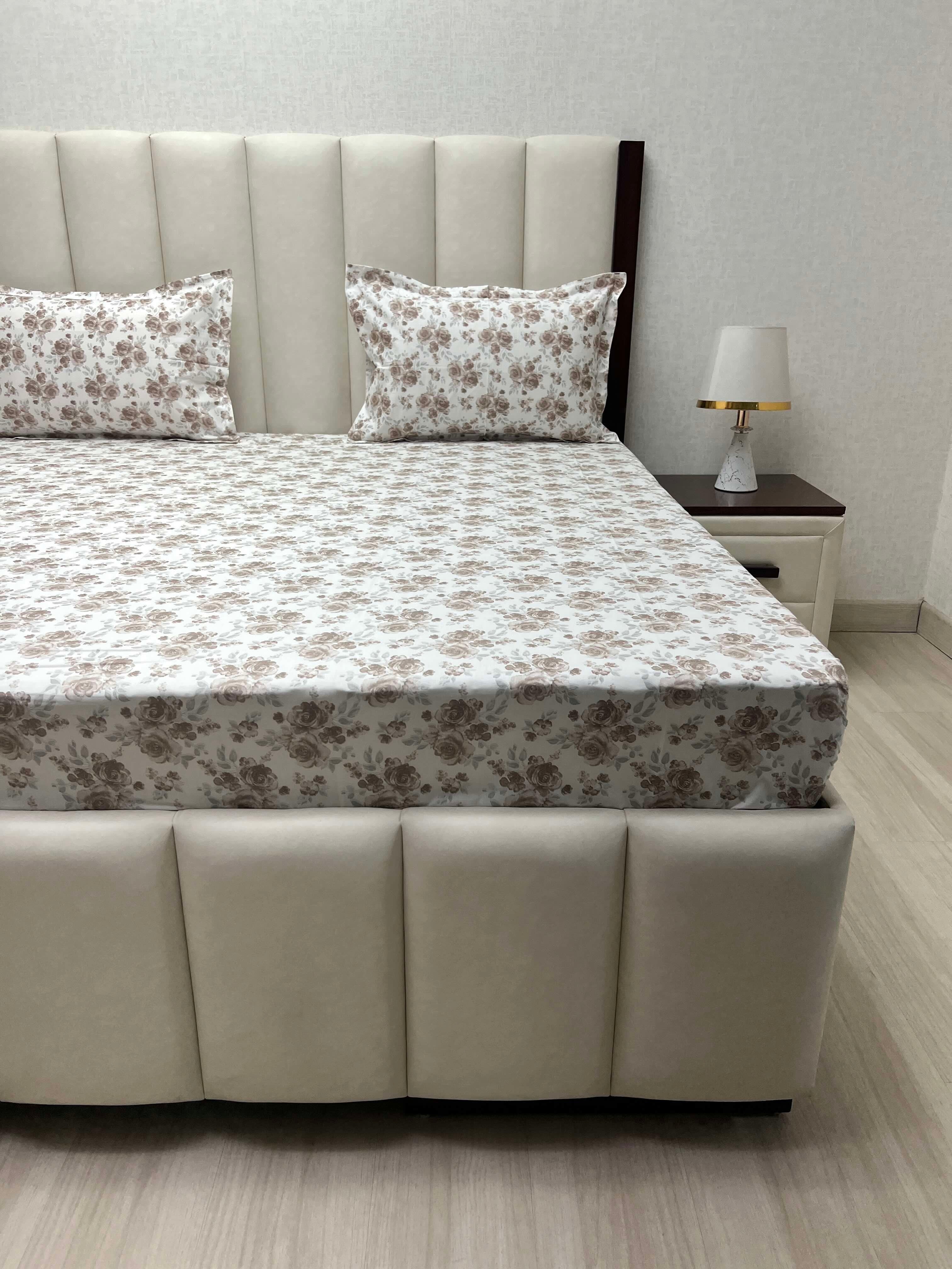 A-3868 - Pure Cotton 210 TC King Size Double Bedsheet (274X274) with Two Pillow Covers (50X76)