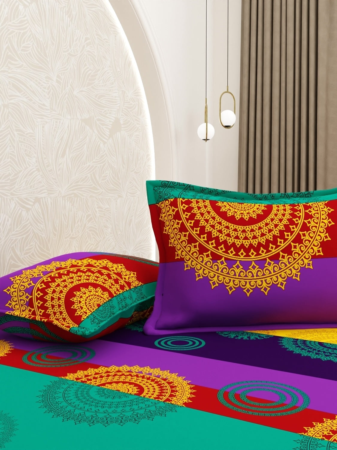 A-3873 - Pure Cotton 180 TC Queen Size Double Bedsheet (228X254) with Two Pillow Covers (43X68)