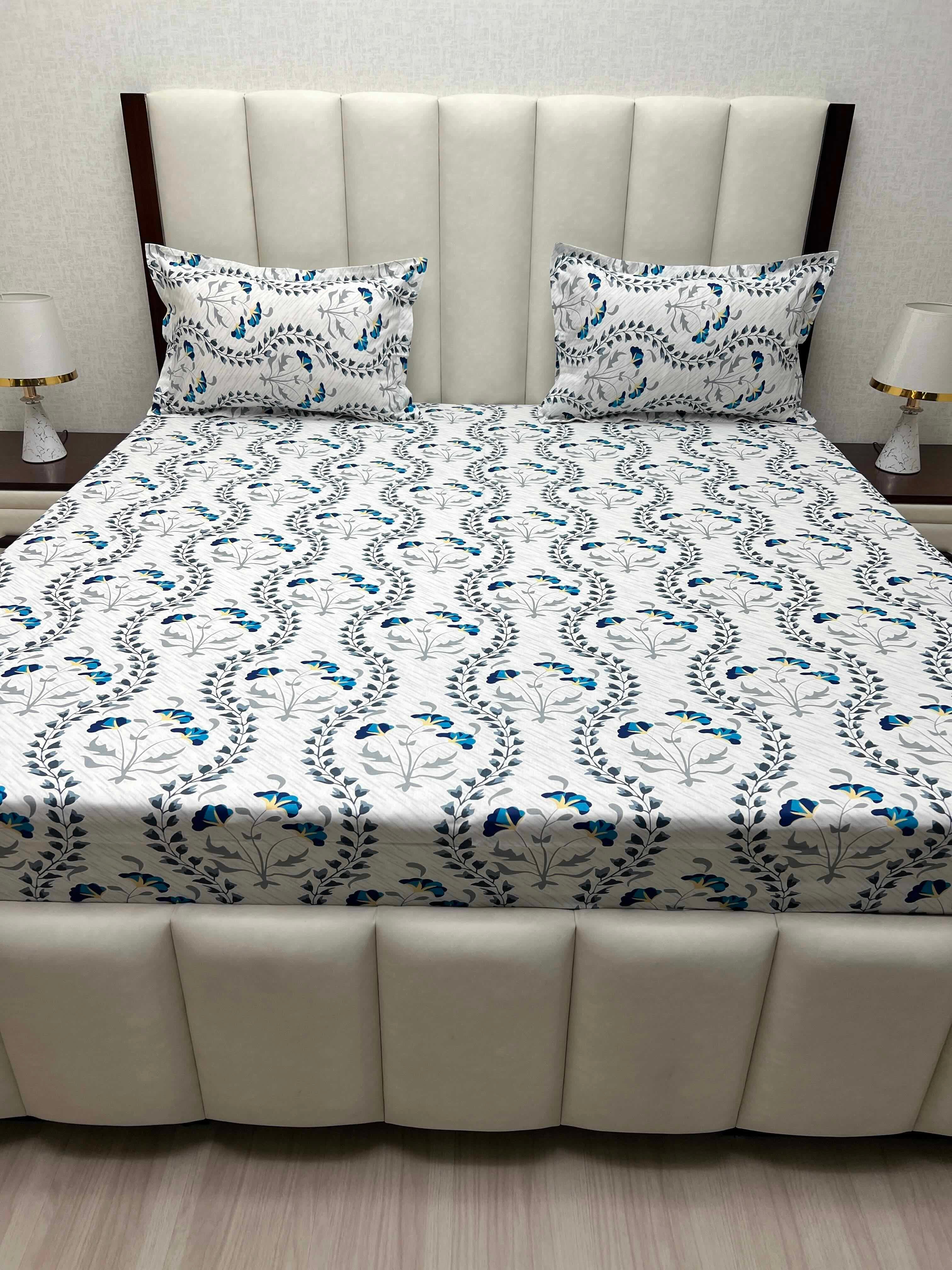 A-3908 - Pure Cotton 180 TC King Size Double Bedsheet (274X274) with Two Pillow Covers (50X76)