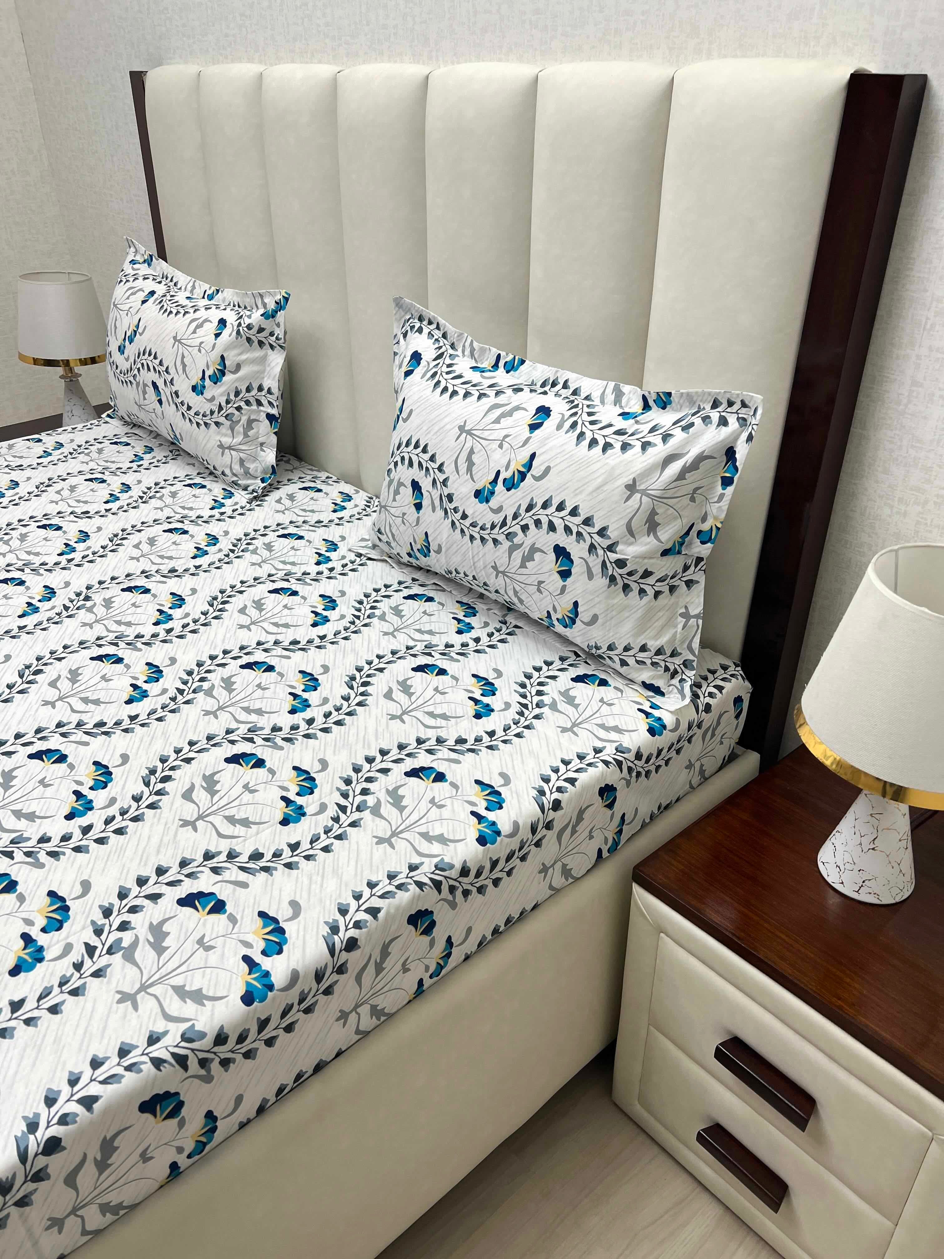 A-3908 - Pure Cotton 180 TC King Size Double Bedsheet (274X274) with Two Pillow Covers (50X76)