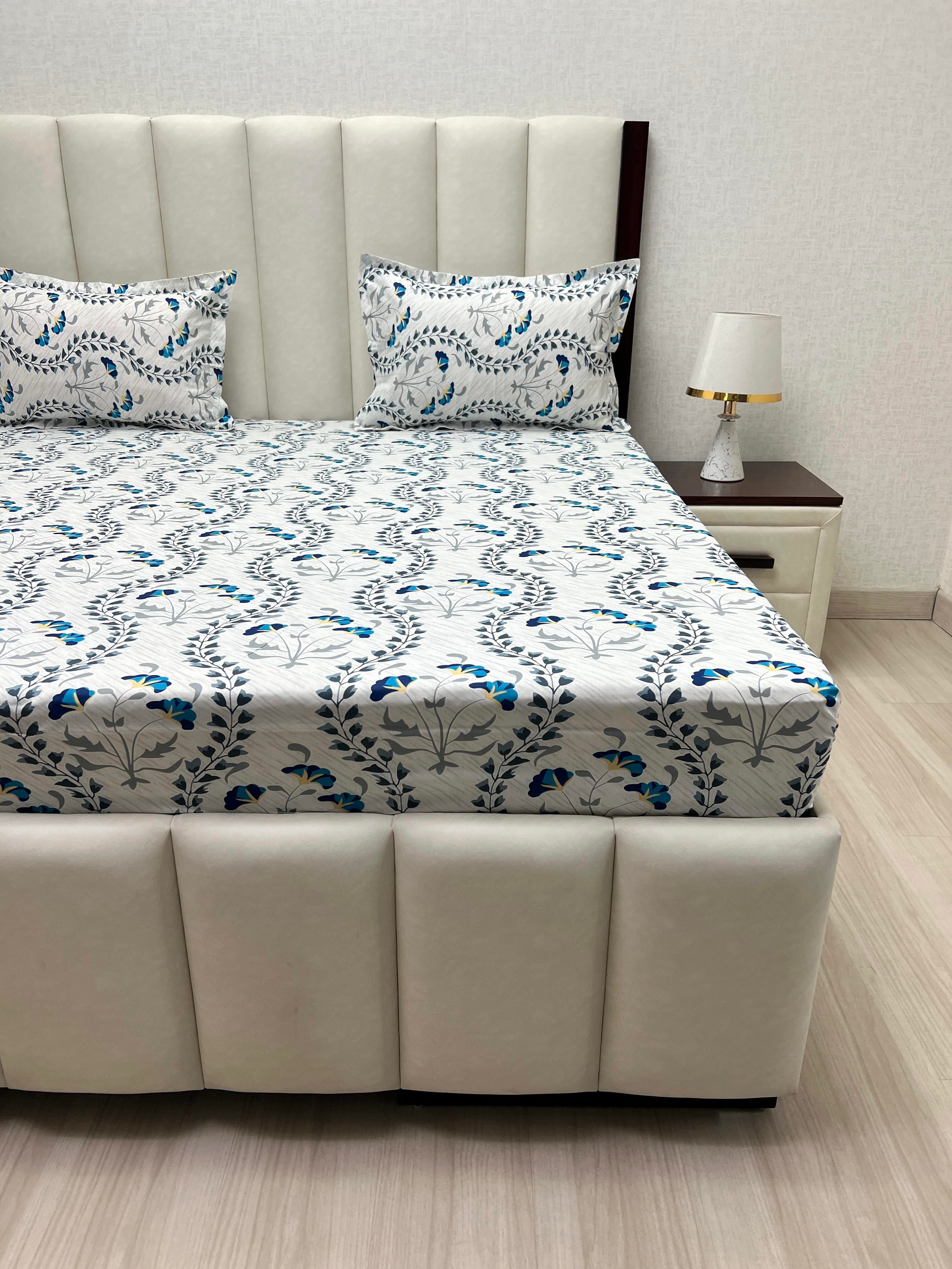A-3908 - Pure Cotton 180 TC King Size Double Bedsheet (274X274) with Two Pillow Covers (50X76)