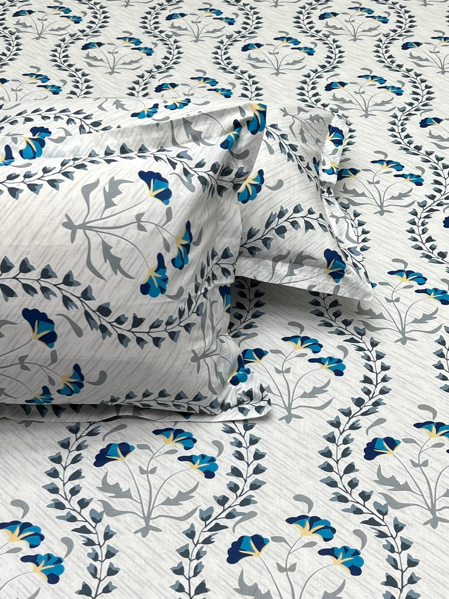 A-3908 - Pure Cotton 180 TC King Size Double Bedsheet (274X274) with Two Pillow Covers (50X76)