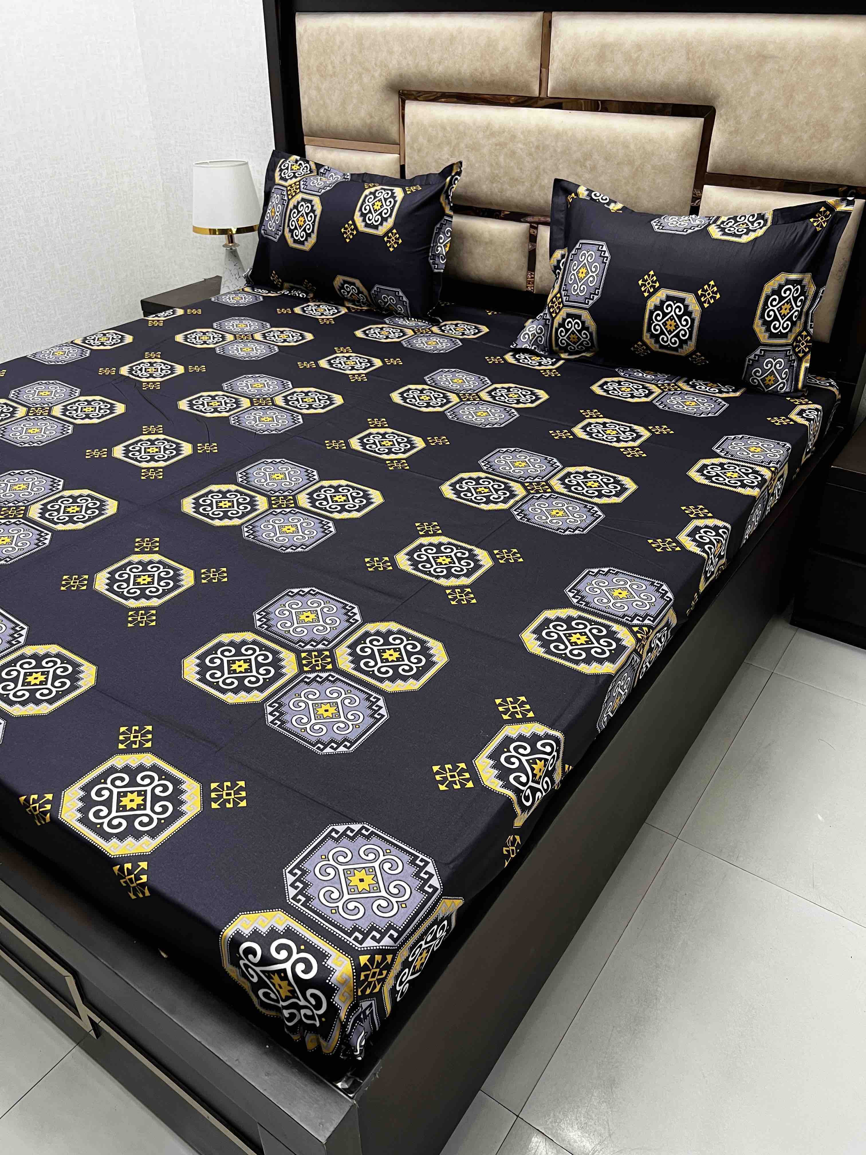 A-3911 - Pure Cotton 180 TC King Size Double Bedsheet (274X274) with Two Pillow Covers (50X76)