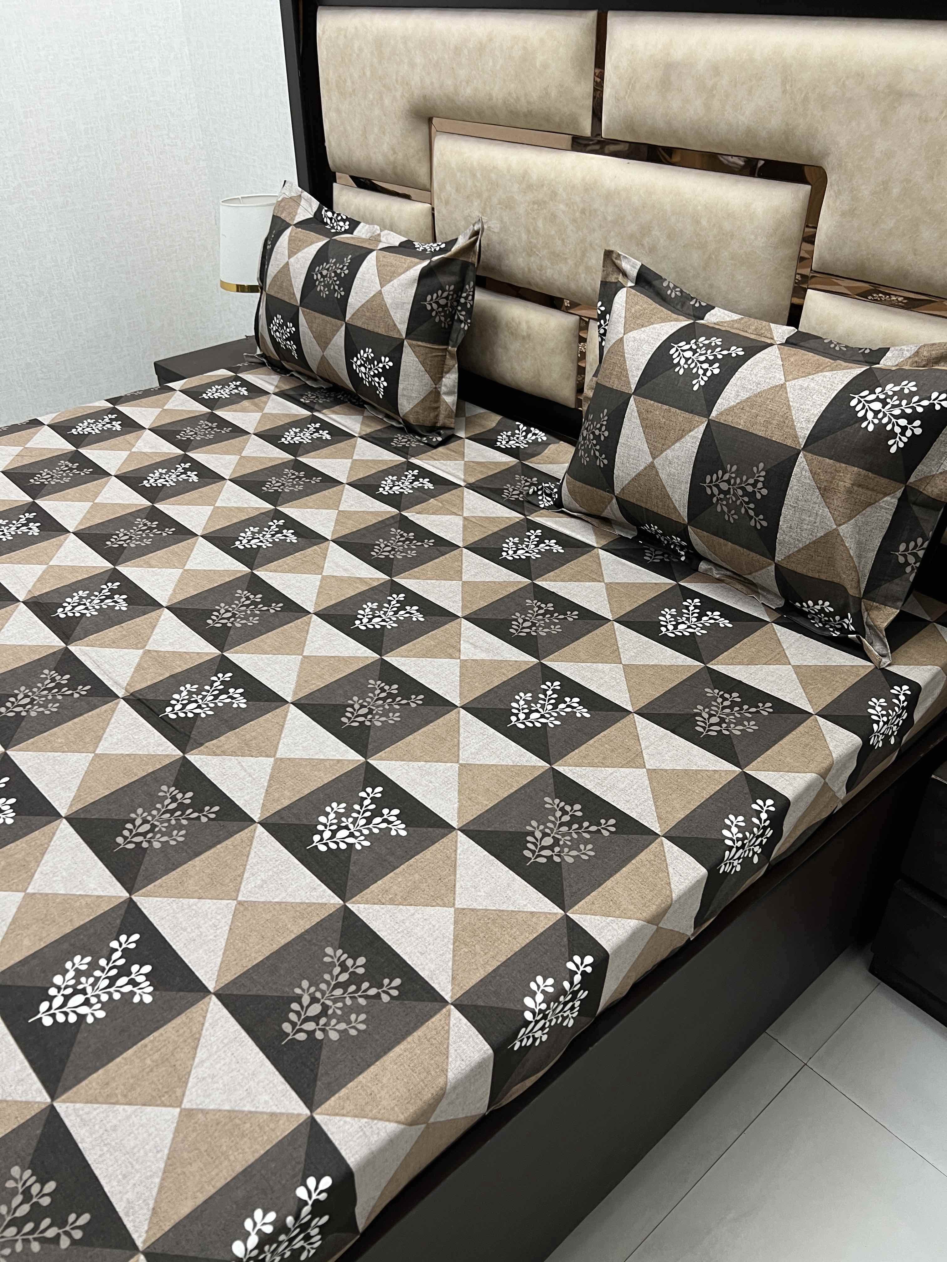 A-3923 - Pure Cotton 180 TC King Size Double Bedsheet (274X274) with Two Pillow Covers (50X76)