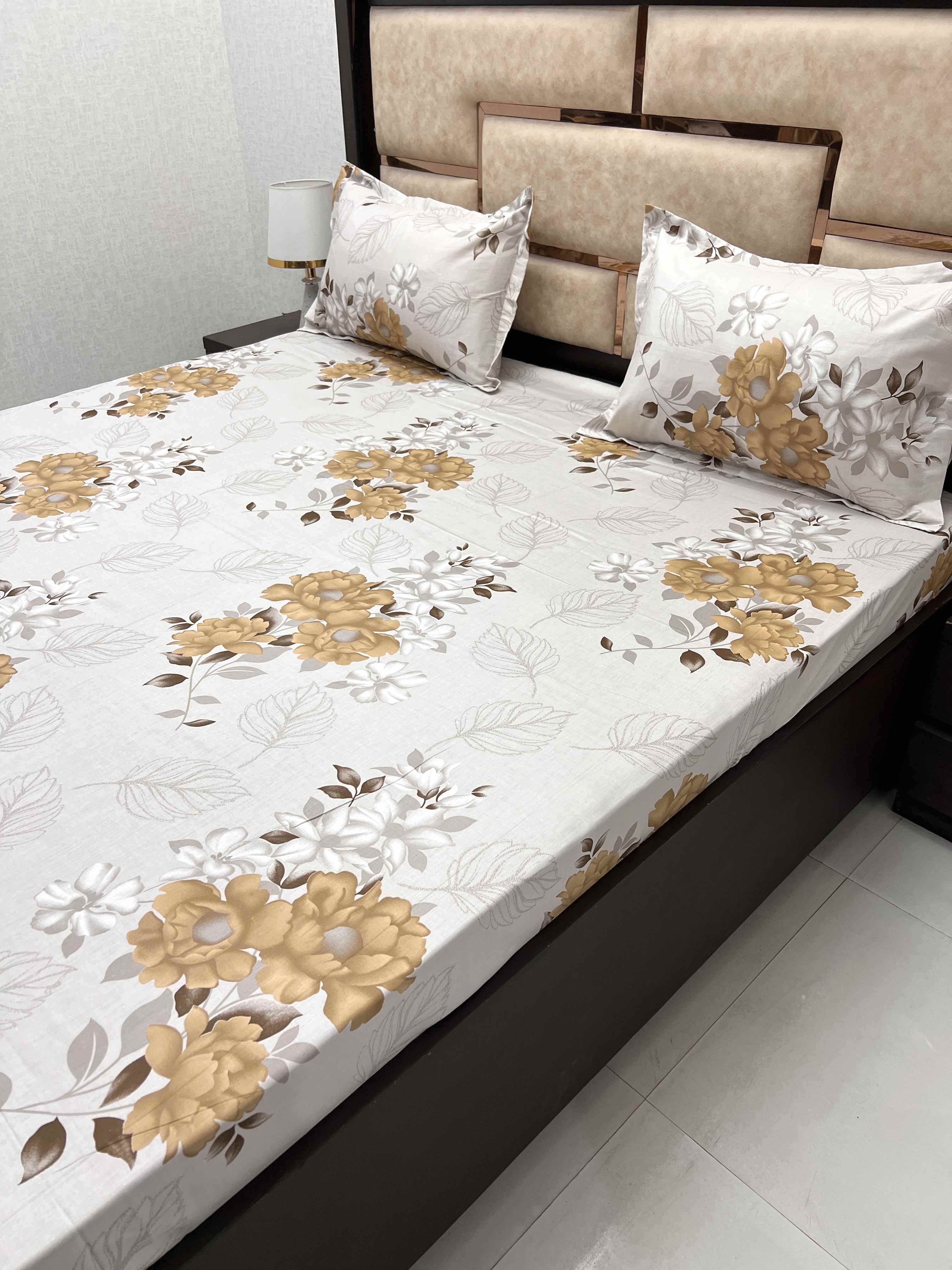 A-3927 - Pure Cotton 180 TC King Size Double Bedsheet (274X274) with Two Pillow Covers (50X76)