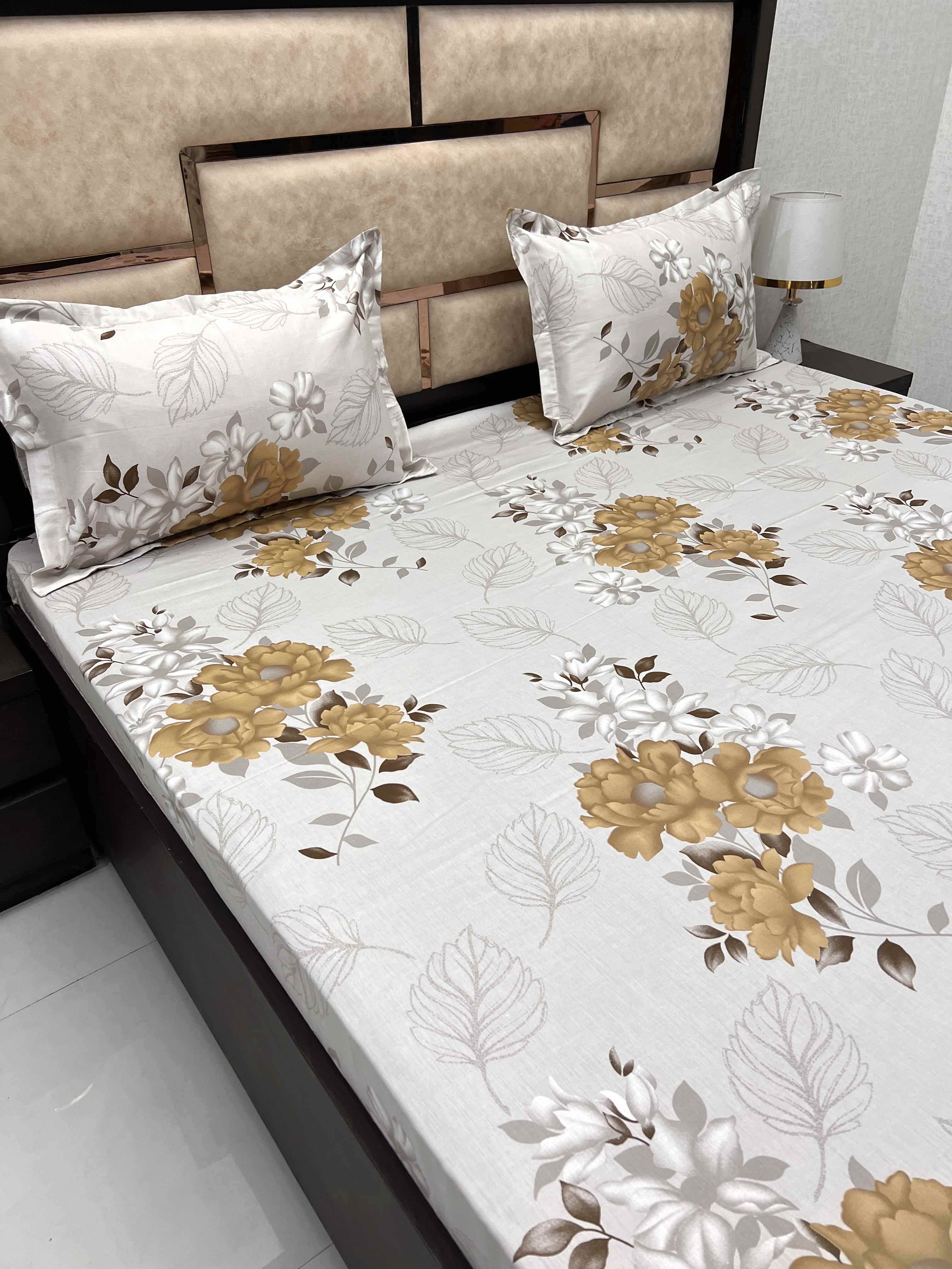 A-3927 - Pure Cotton 180 TC King Size Double Bedsheet (274X274) with Two Pillow Covers (50X76)