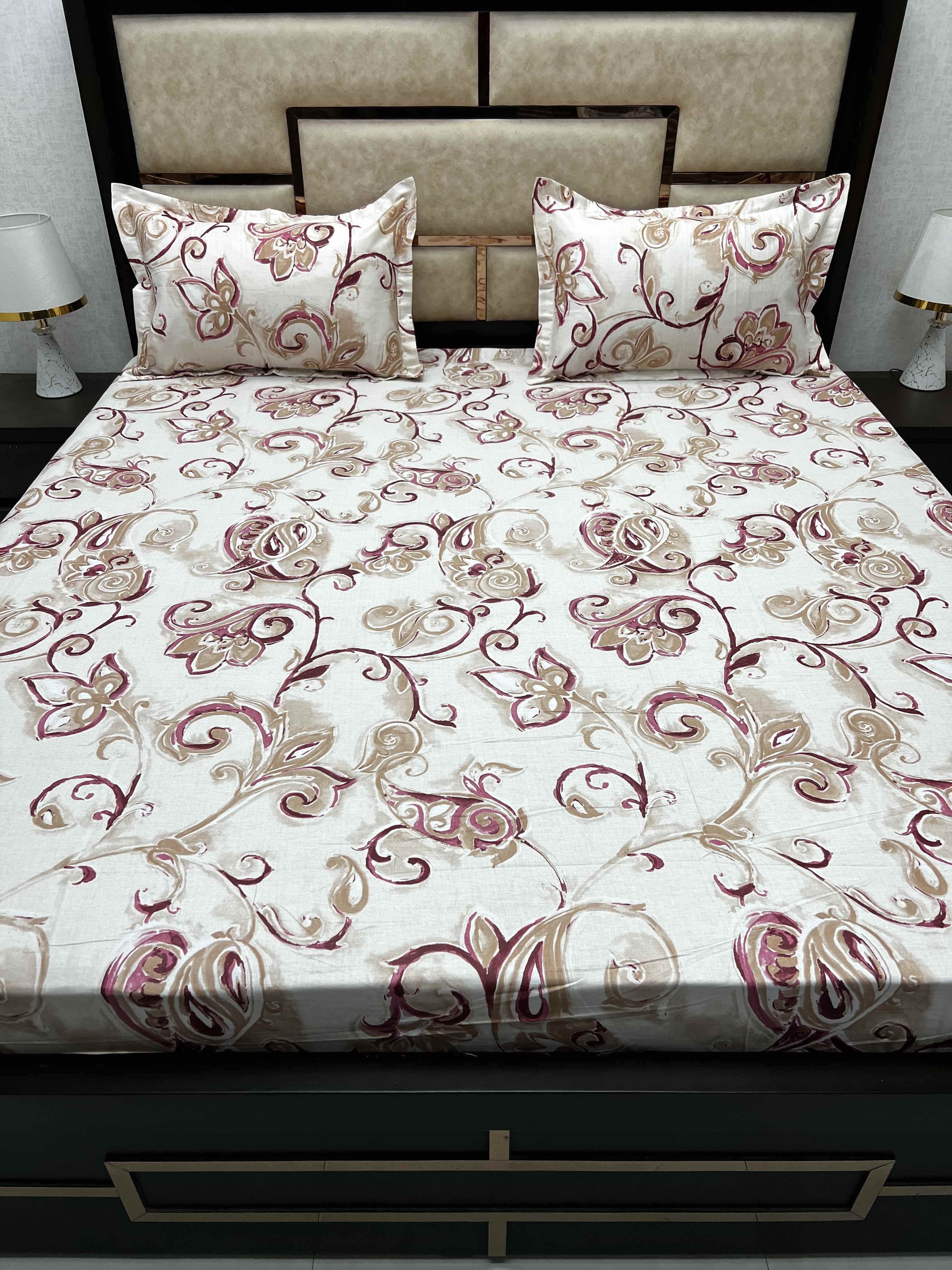 A-3931 - Pure Cotton 180 TC King Size Double Bedsheet (274X274) with Two Pillow Covers (50X76)