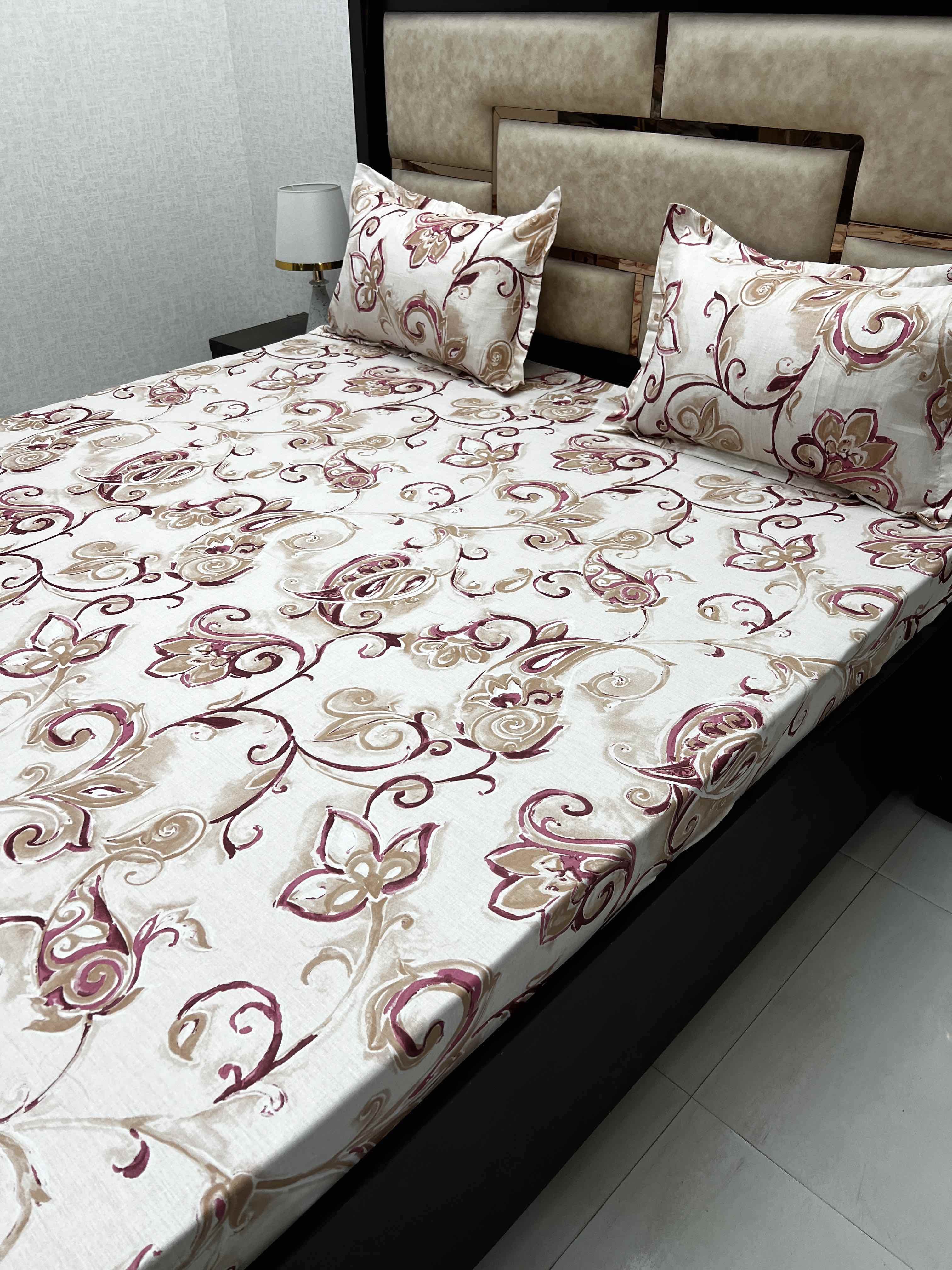 A-3931 - Pure Cotton 180 TC King Size Double Bedsheet (274X274) with Two Pillow Covers (50X76)