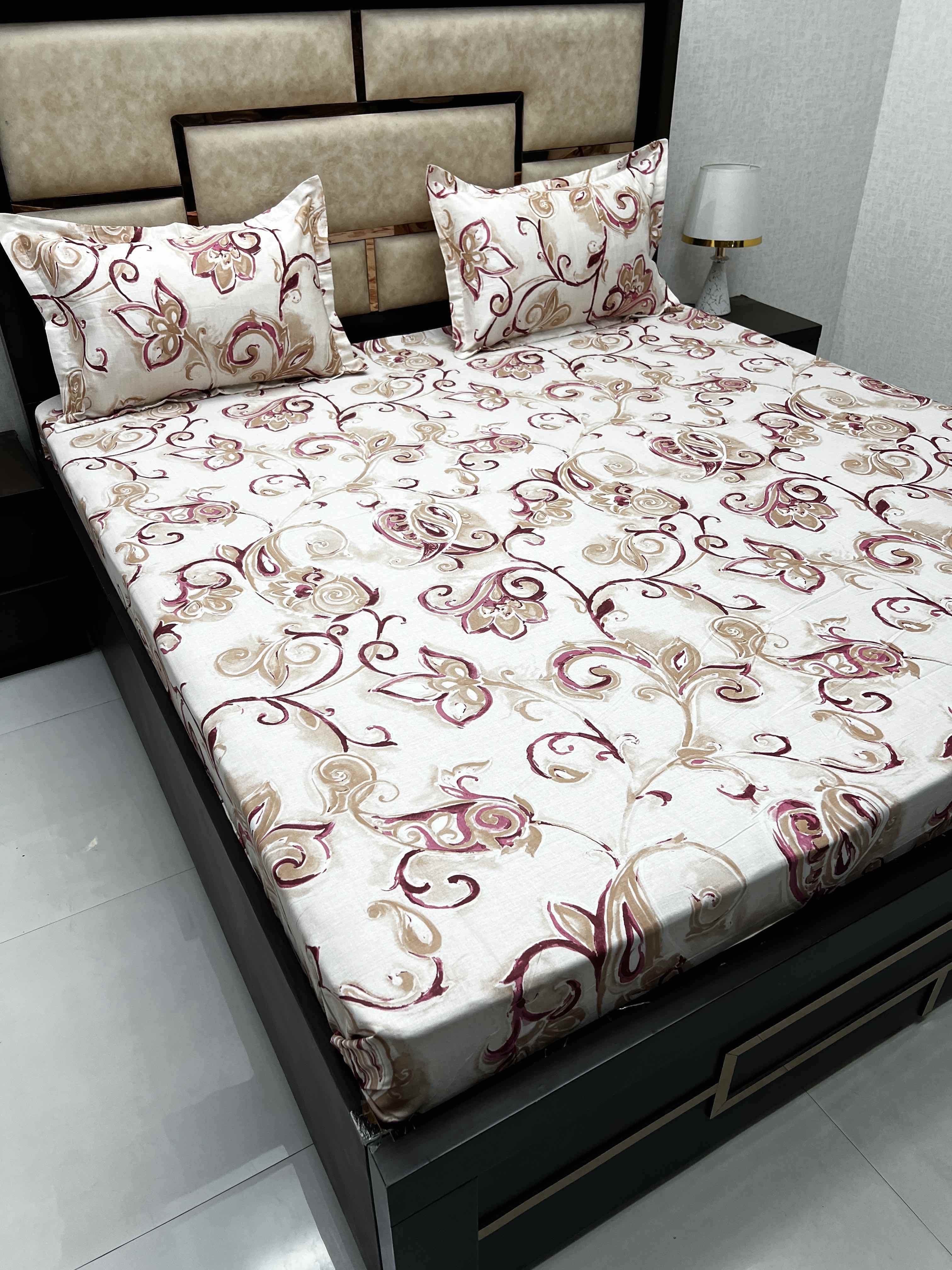 A-3931 - Pure Cotton 180 TC King Size Double Bedsheet (274X274) with Two Pillow Covers (50X76)