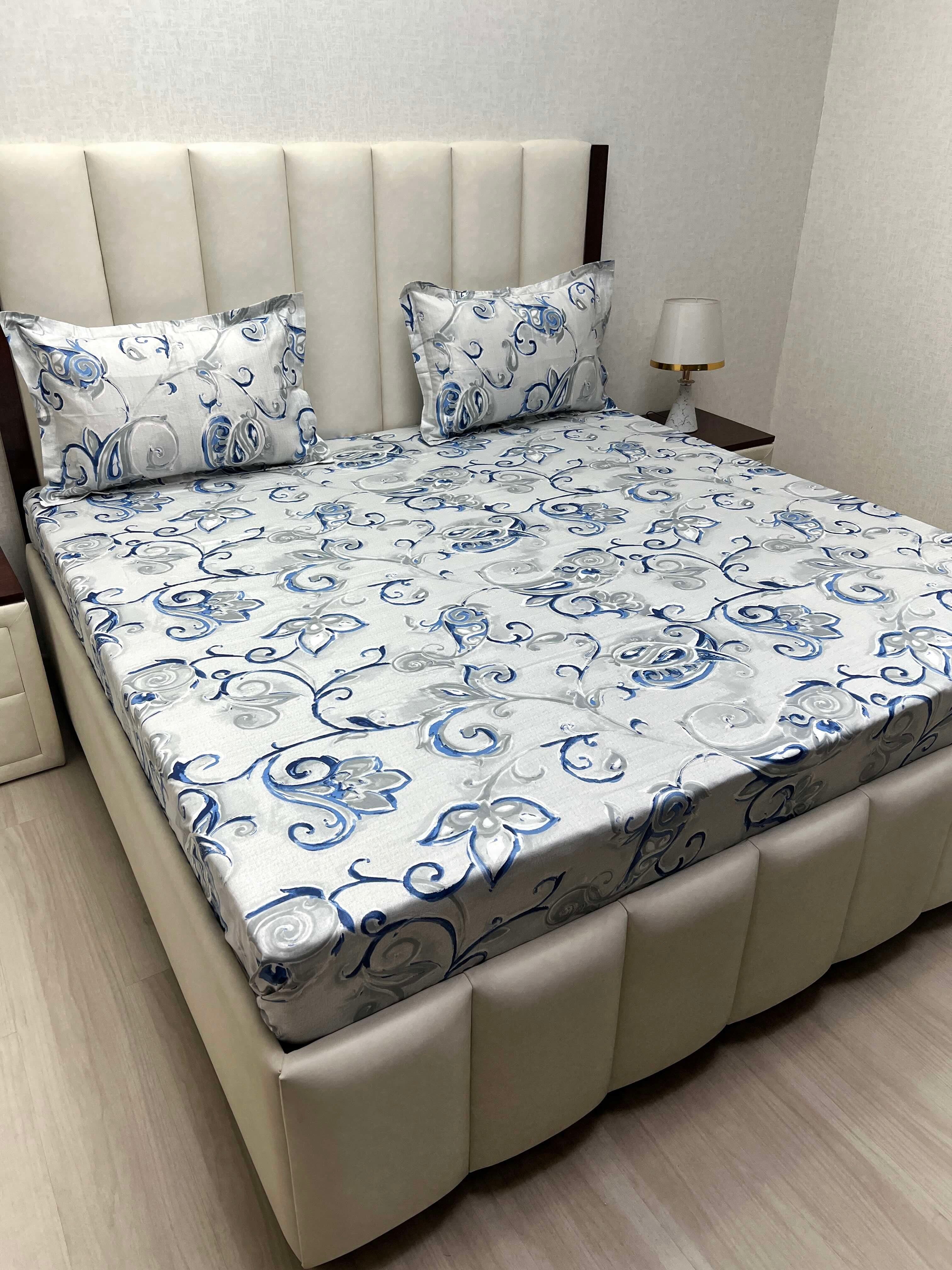 A-3932 - Pure Cotton 180 TC King Size Double Bedsheet (274X274) with Two Pillow Covers (50X76)