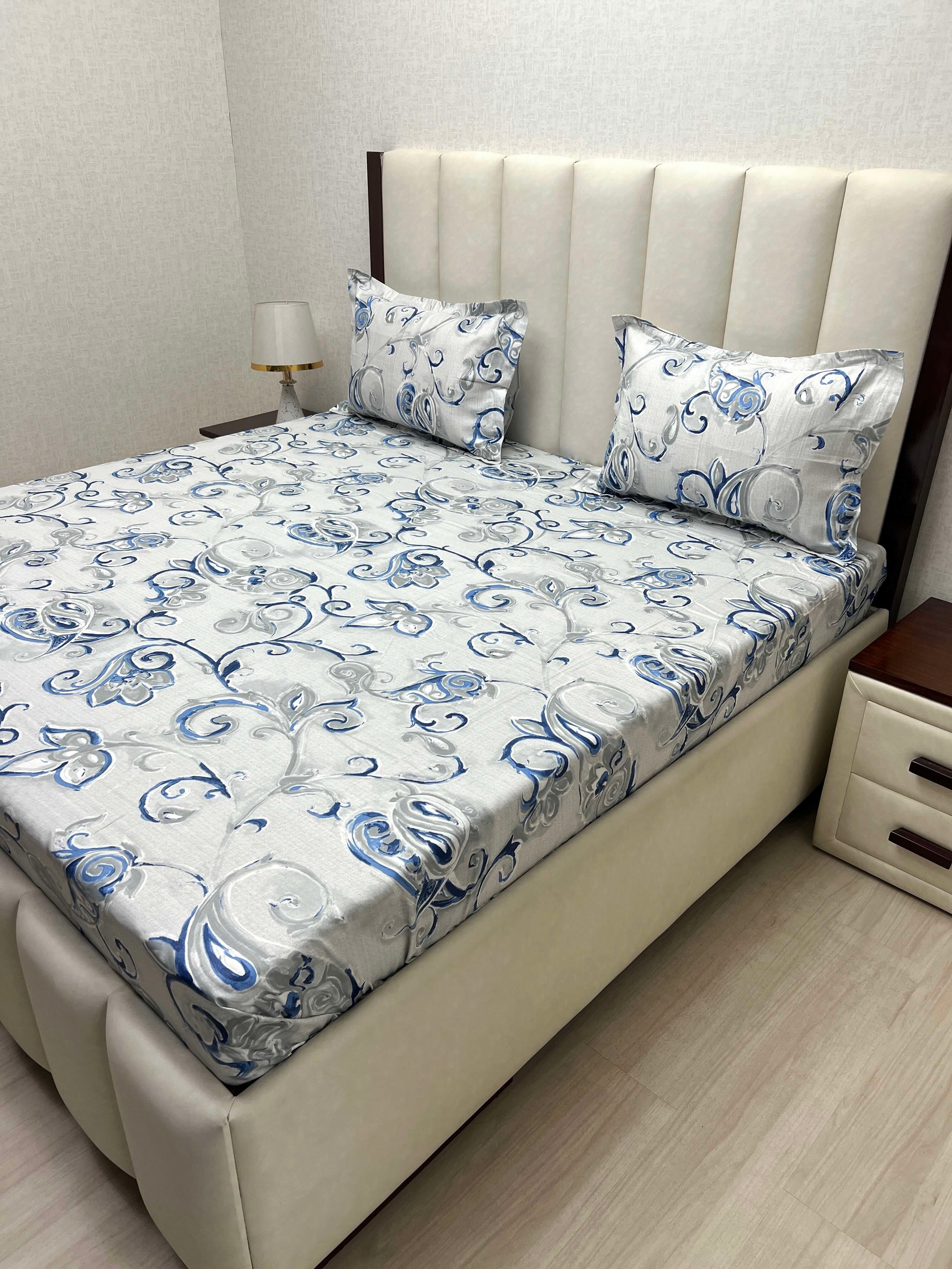 A-3932 - Pure Cotton 180 TC King Size Double Bedsheet (274X274) with Two Pillow Covers (50X76)