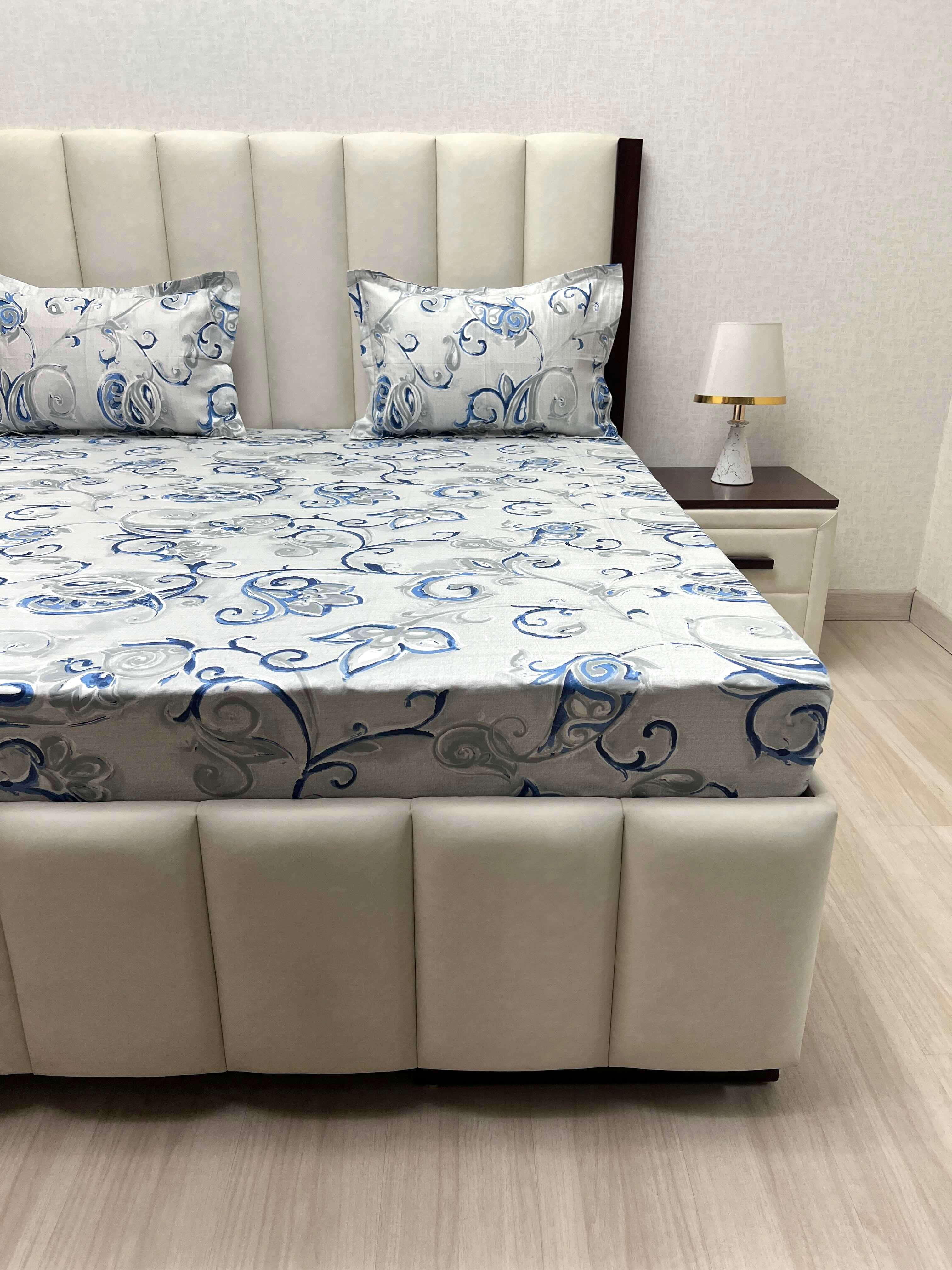 A-3932 - Pure Cotton 180 TC King Size Double Bedsheet (274X274) with Two Pillow Covers (50X76)