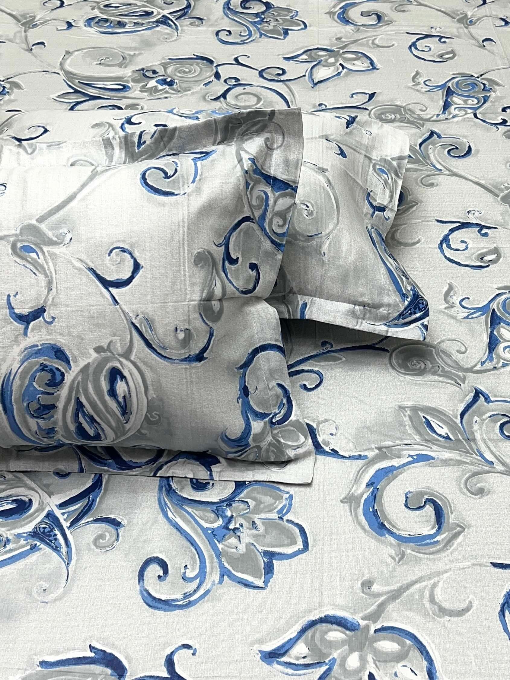 A-3932 - Pure Cotton 180 TC King Size Double Bedsheet (274X274) with Two Pillow Covers (50X76)