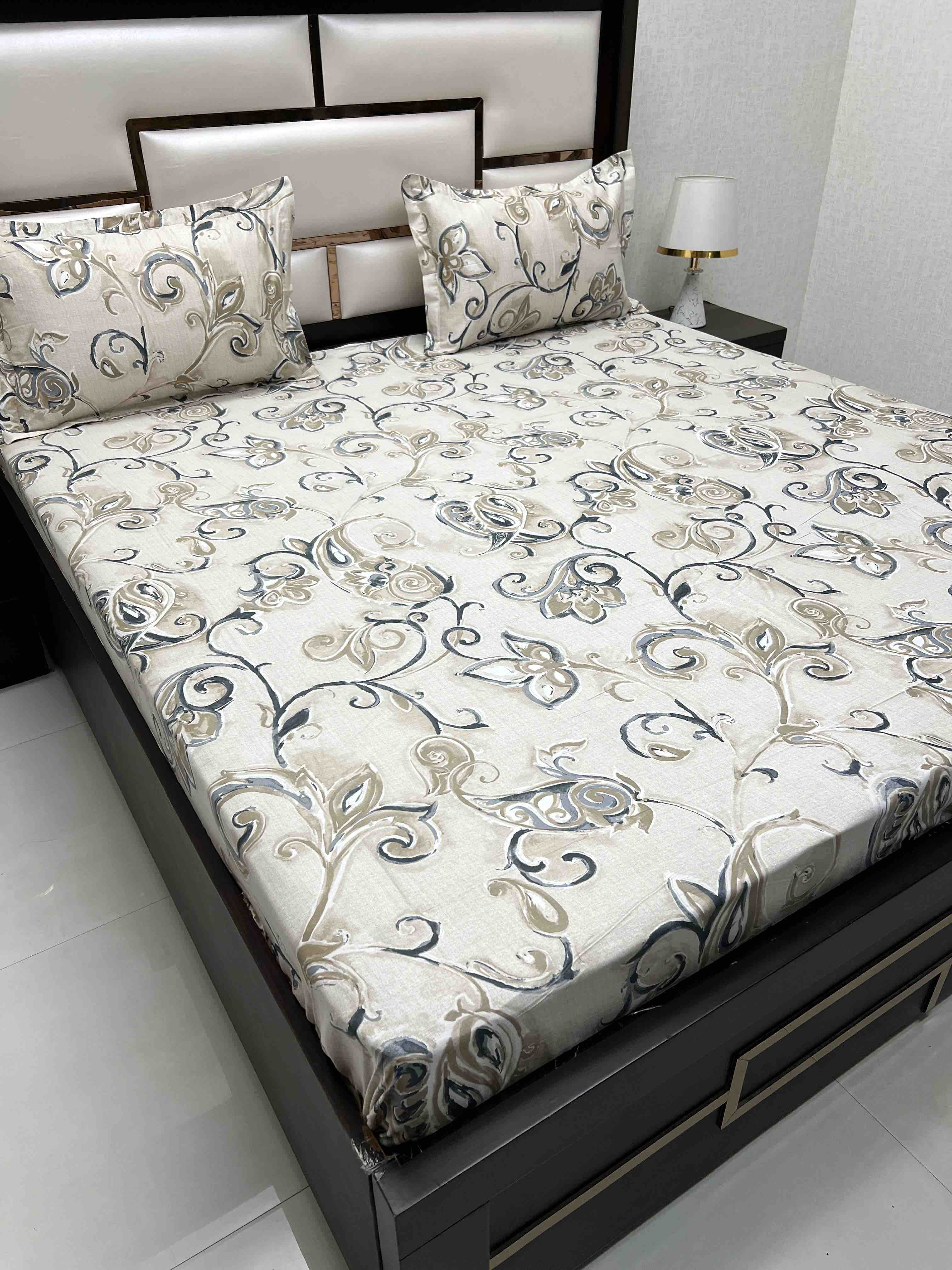 A-3933 - Pure Cotton 180 TC King Size Double Bedsheet (274X274) with Two Pillow Covers (50X76)