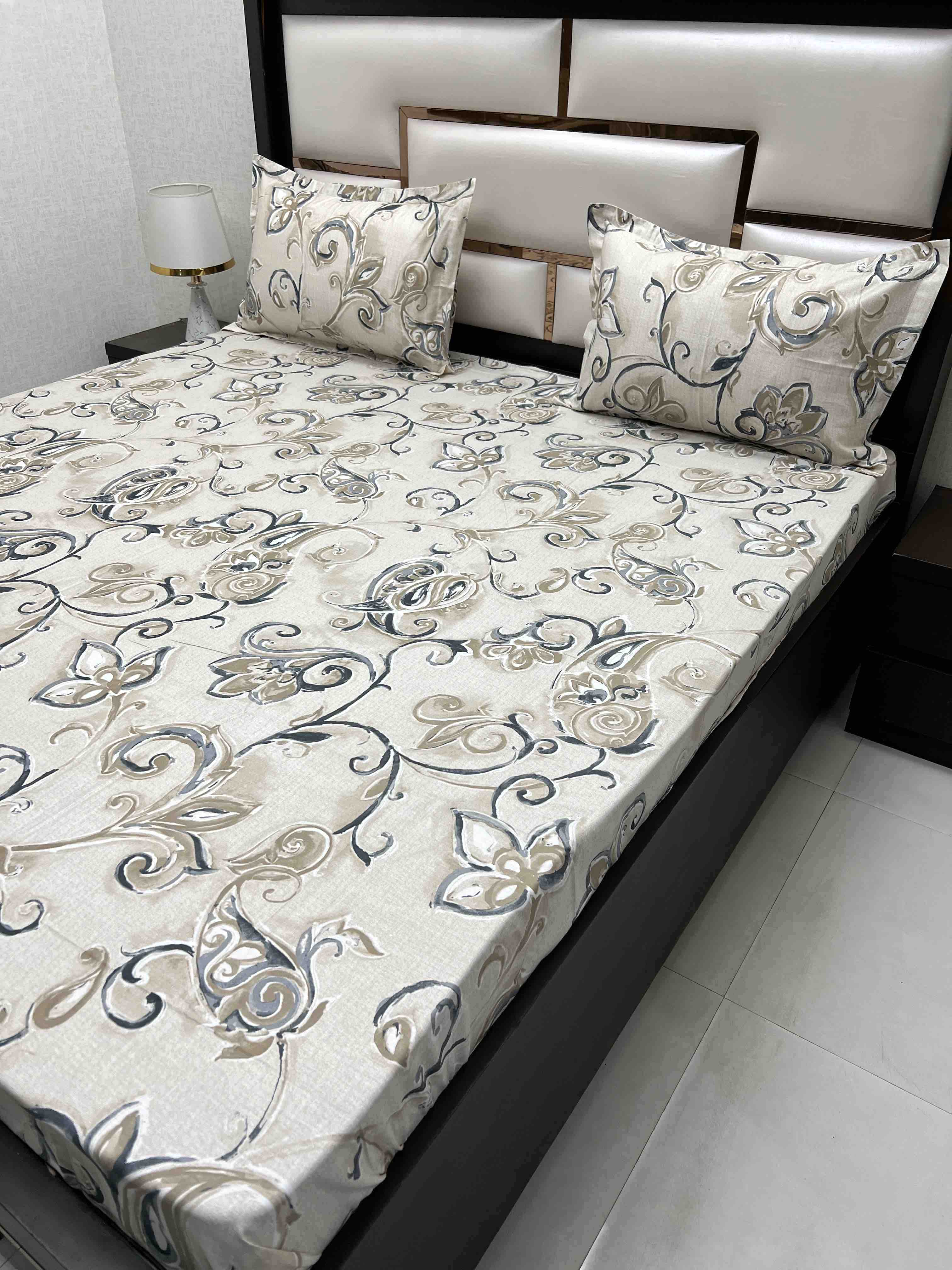 A-3933 - Pure Cotton 180 TC King Size Double Bedsheet (274X274) with Two Pillow Covers (50X76)