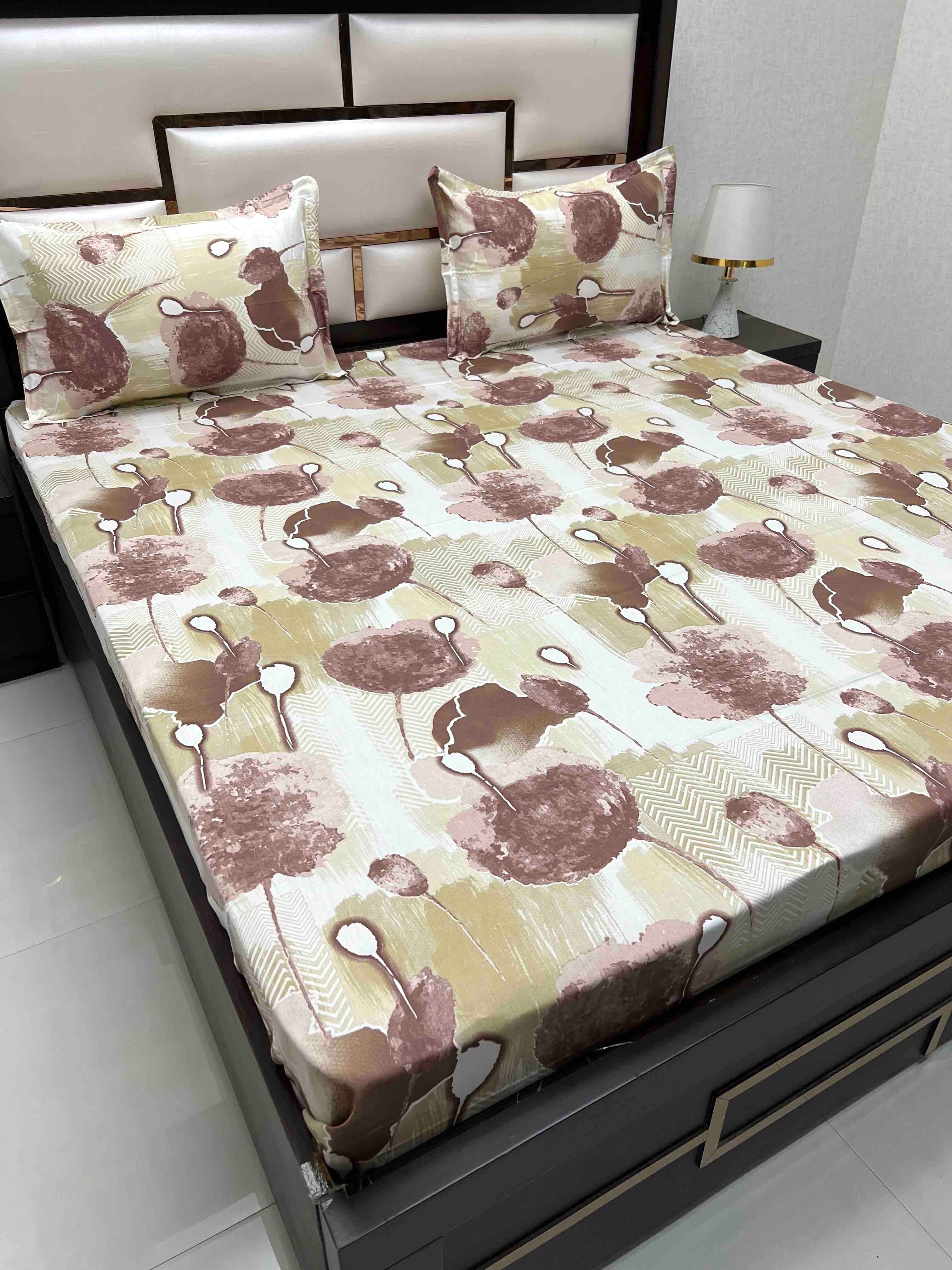 A-3937 - Pure Cotton 180 TC King Size Double Bedsheet (274X274) with Two Pillow Covers (50X76)