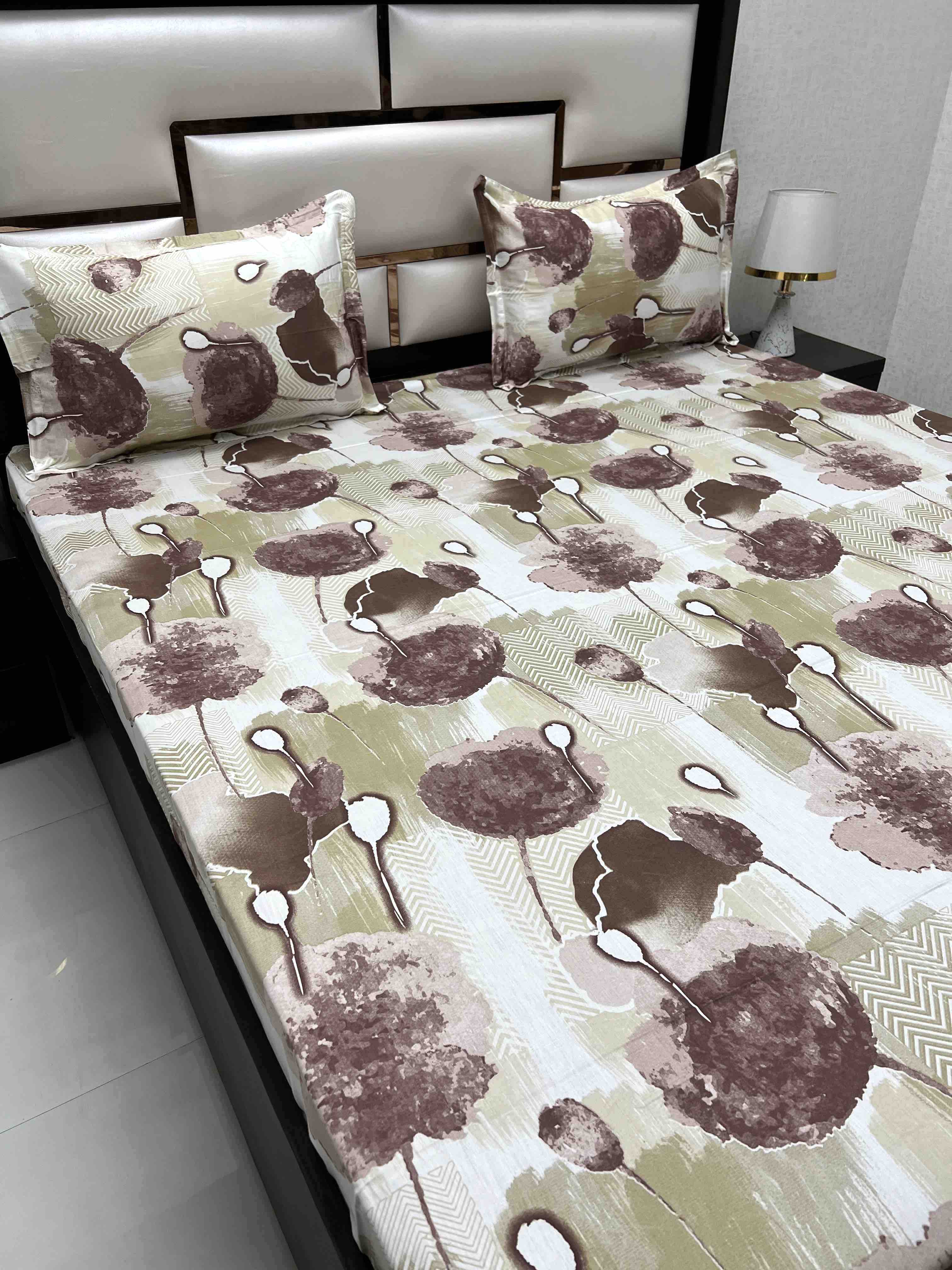 A-3937 - Pure Cotton 180 TC King Size Double Bedsheet (274X274) with Two Pillow Covers (50X76)
