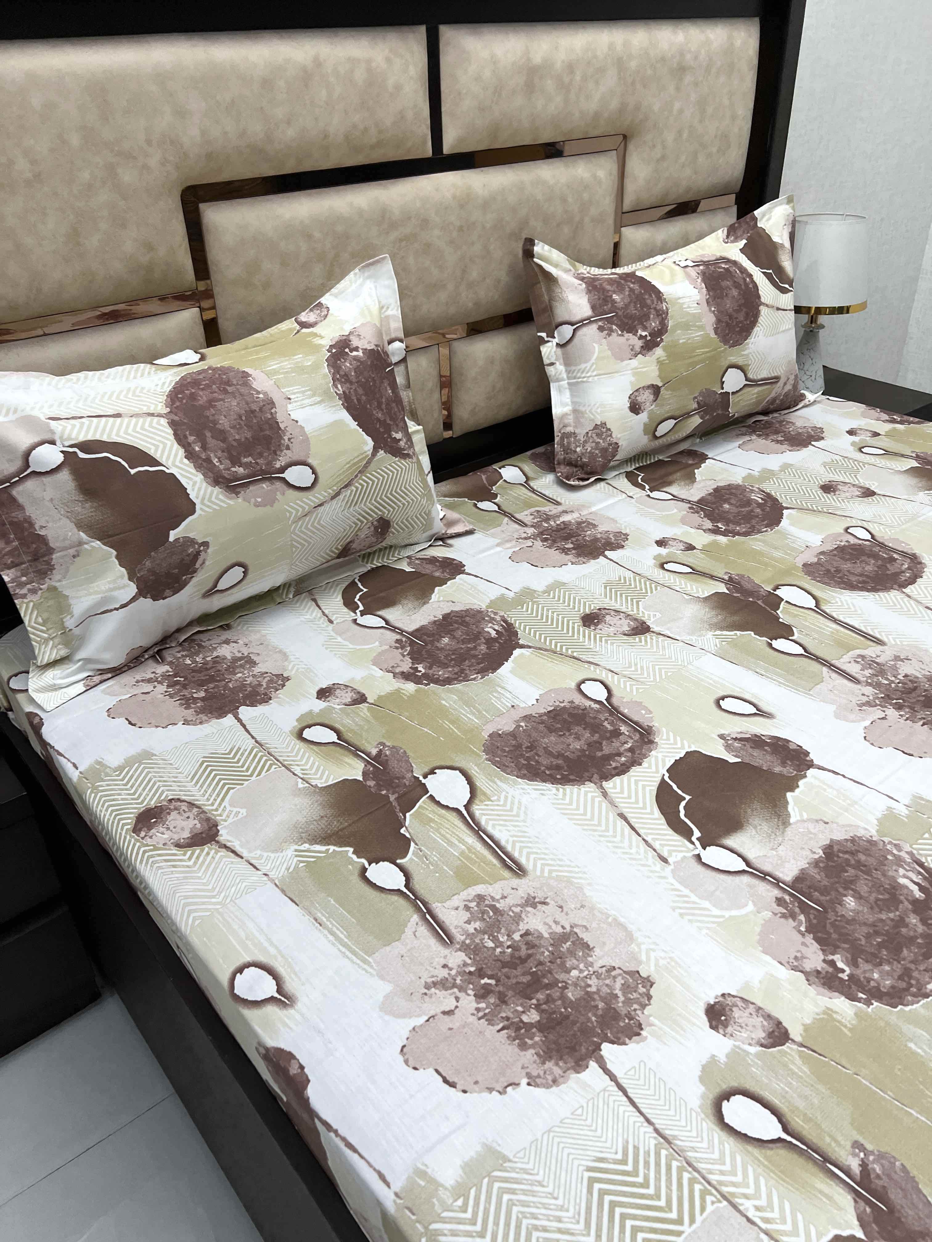 A-3937 - Pure Cotton 180 TC King Size Double Bedsheet (274X274) with Two Pillow Covers (50X76)