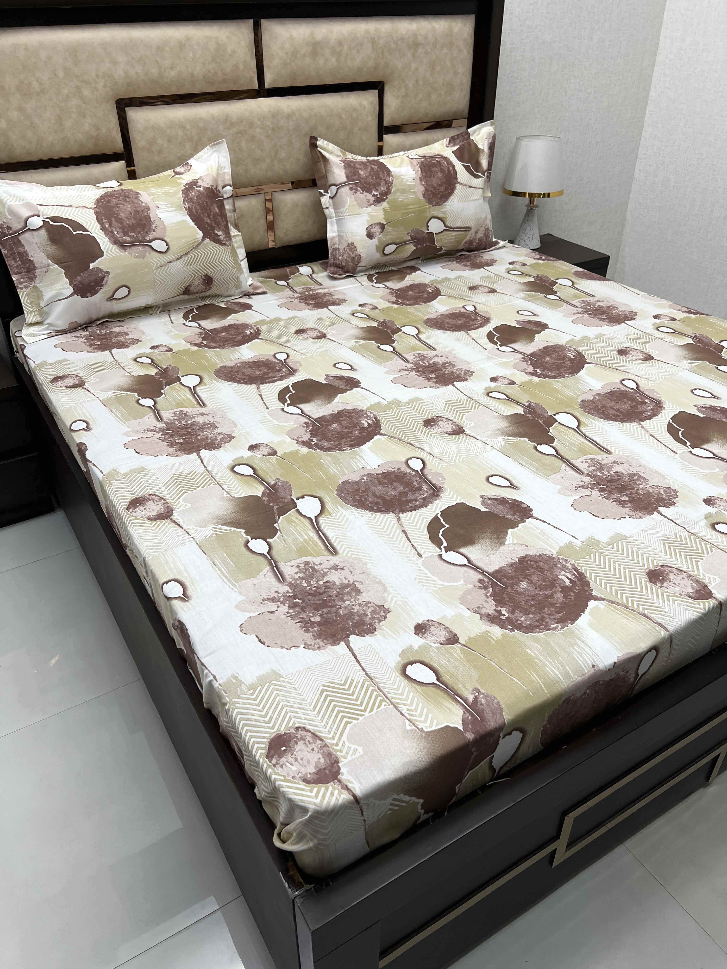 A-3937 - Pure Cotton 180 TC King Size Double Bedsheet (274X274) with Two Pillow Covers (50X76)