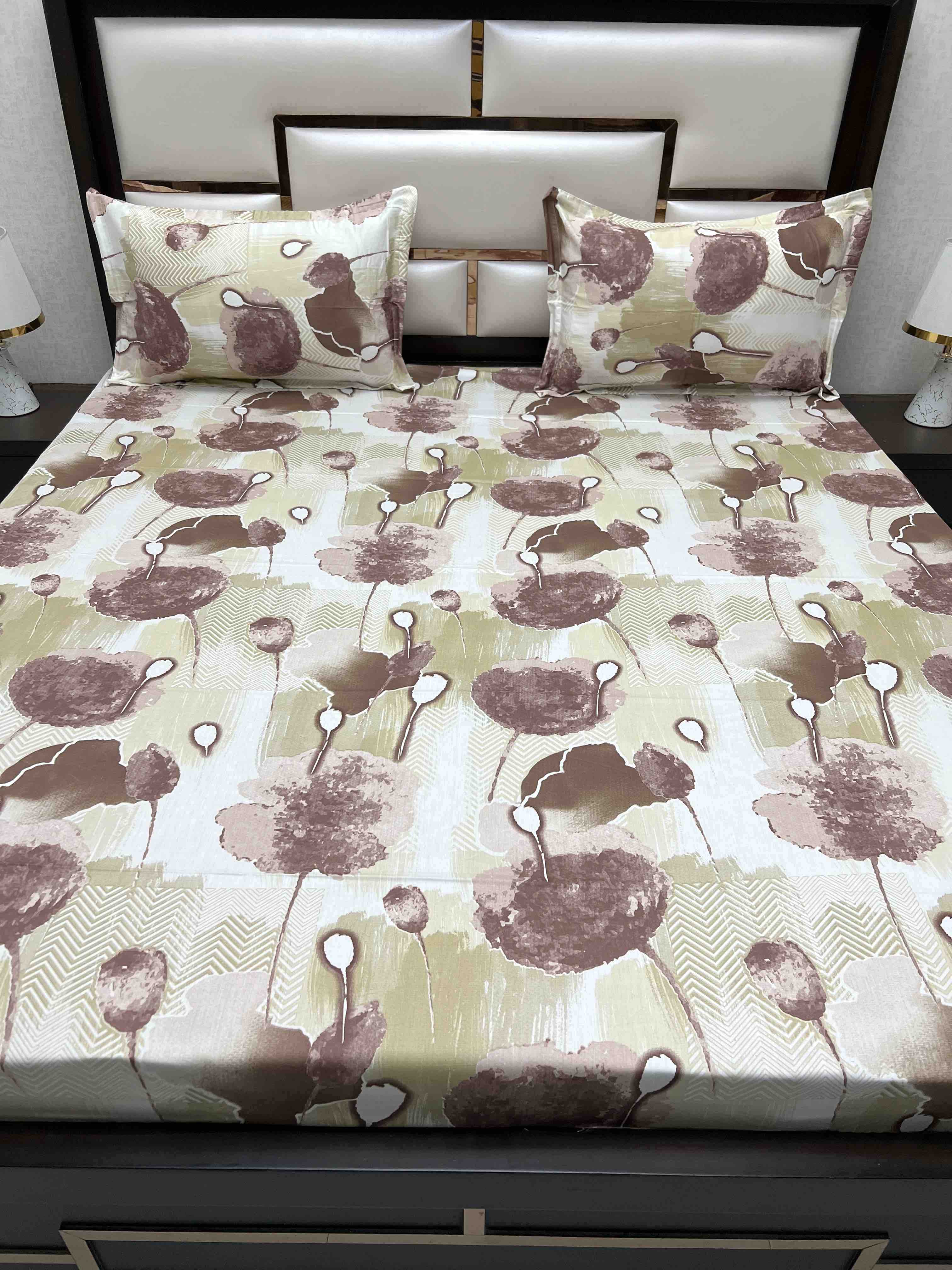 A-3937 - Pure Cotton 180 TC King Size Double Bedsheet (274X274) with Two Pillow Covers (50X76)