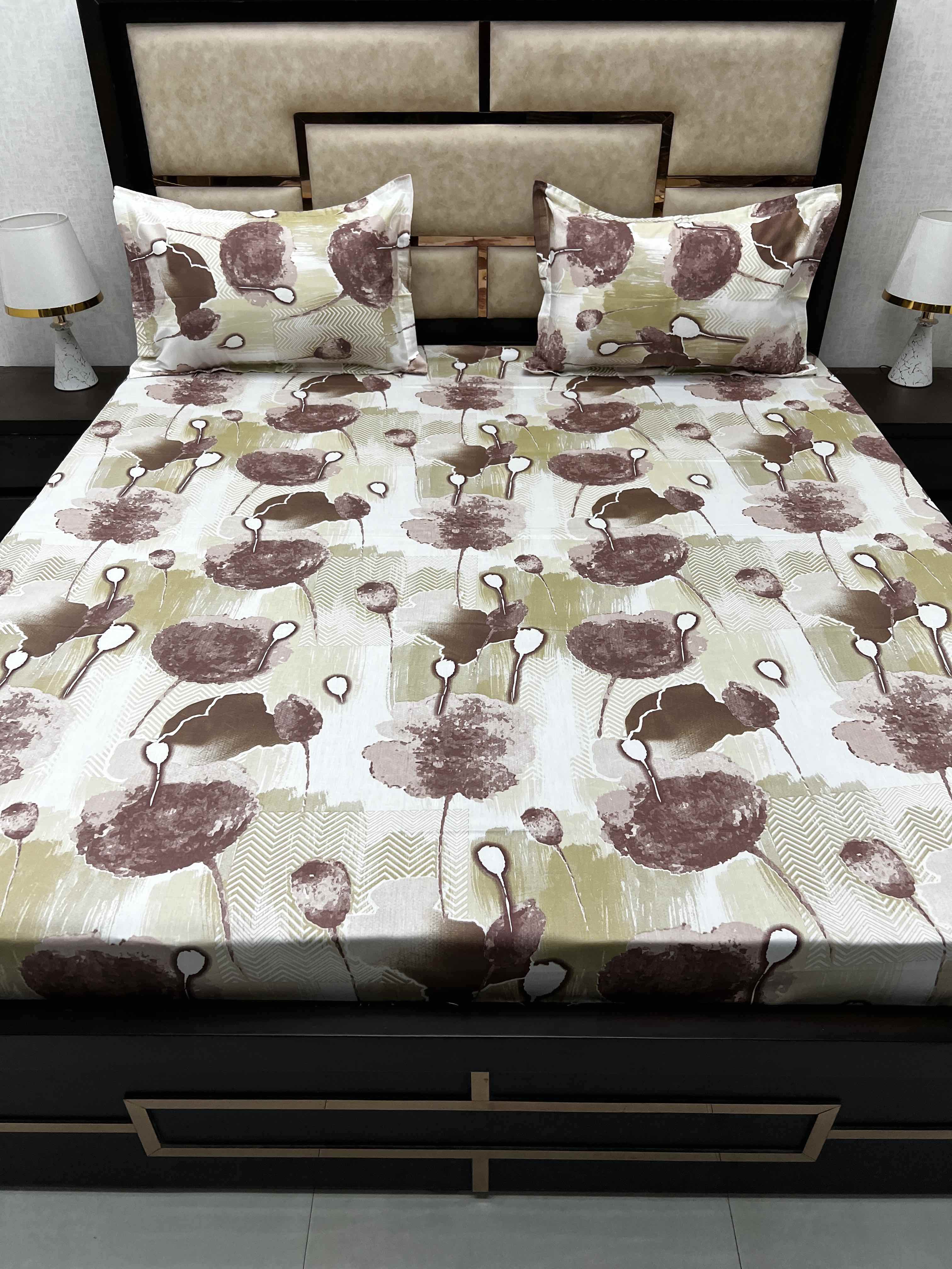 A-3937 - Pure Cotton 180 TC King Size Double Bedsheet (274X274) with Two Pillow Covers (50X76)