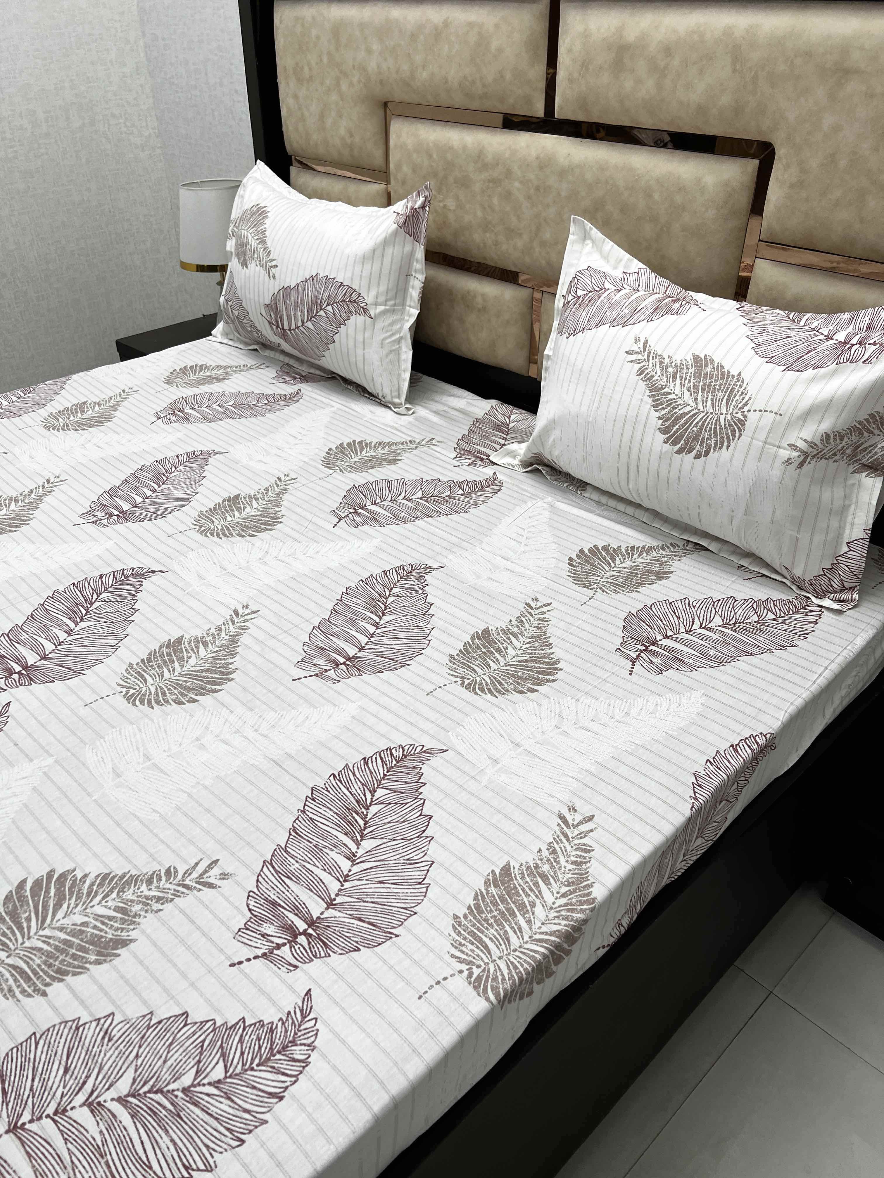 A-3939 - Pure Cotton 180 TC King Size Double Bedsheet (274X274) with Two Pillow Covers (50X76)