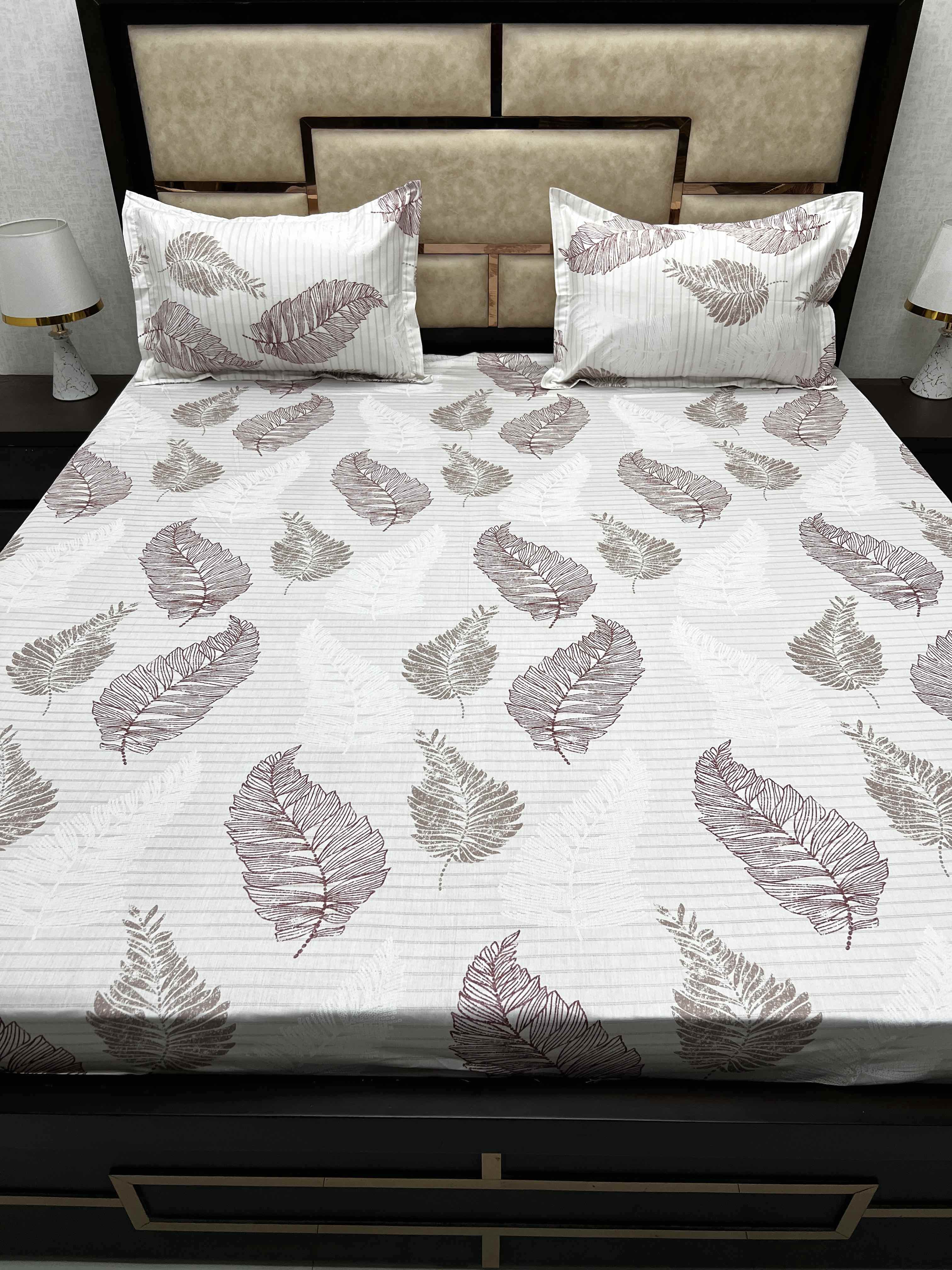 A-3939 - Pure Cotton 180 TC King Size Double Bedsheet (274X274) with Two Pillow Covers (50X76)