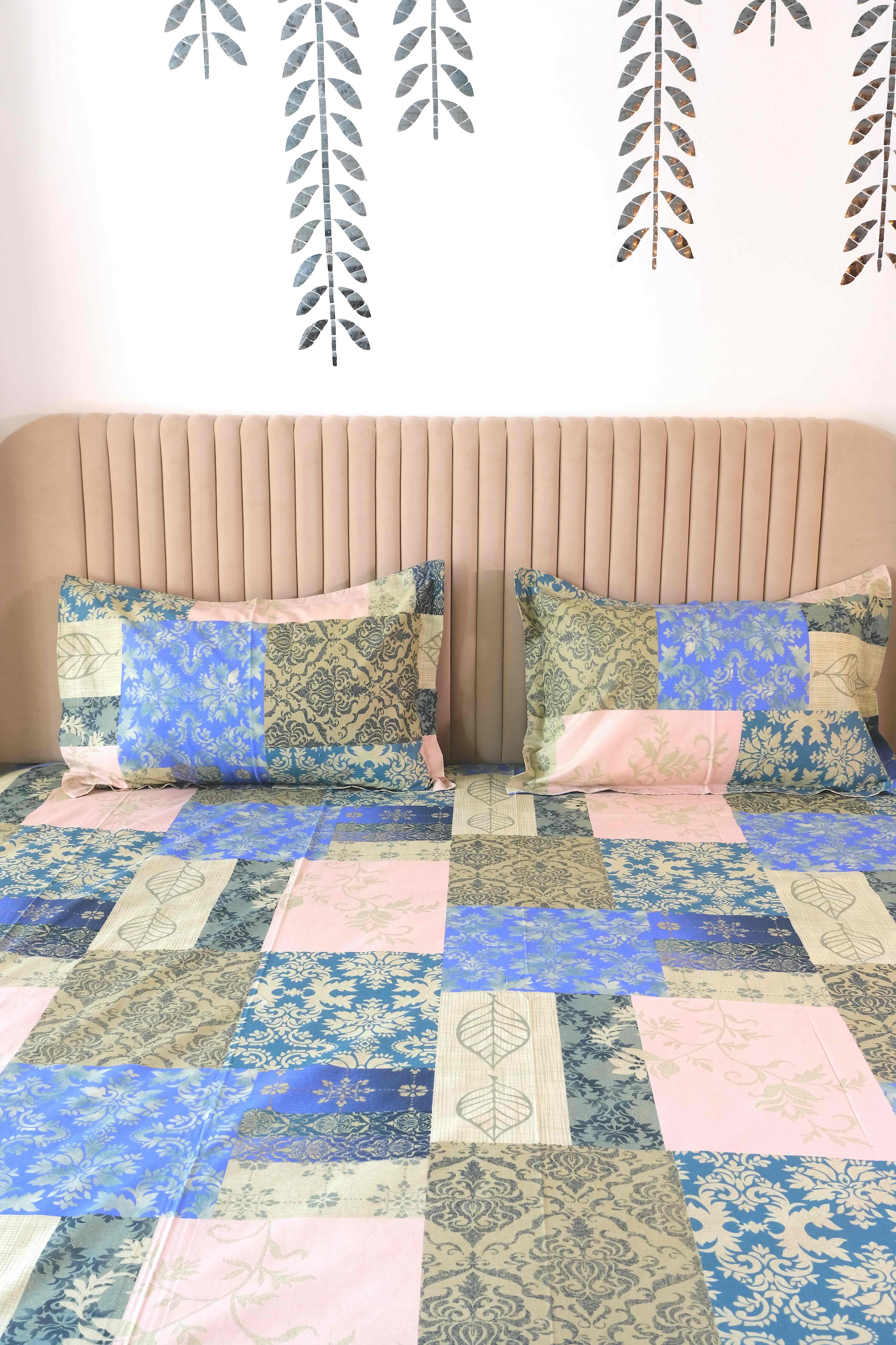 A-3942 - Pure Cotton 180 TC King Size Double Bedsheet (274X274) with Two Pillow Covers (50X76)