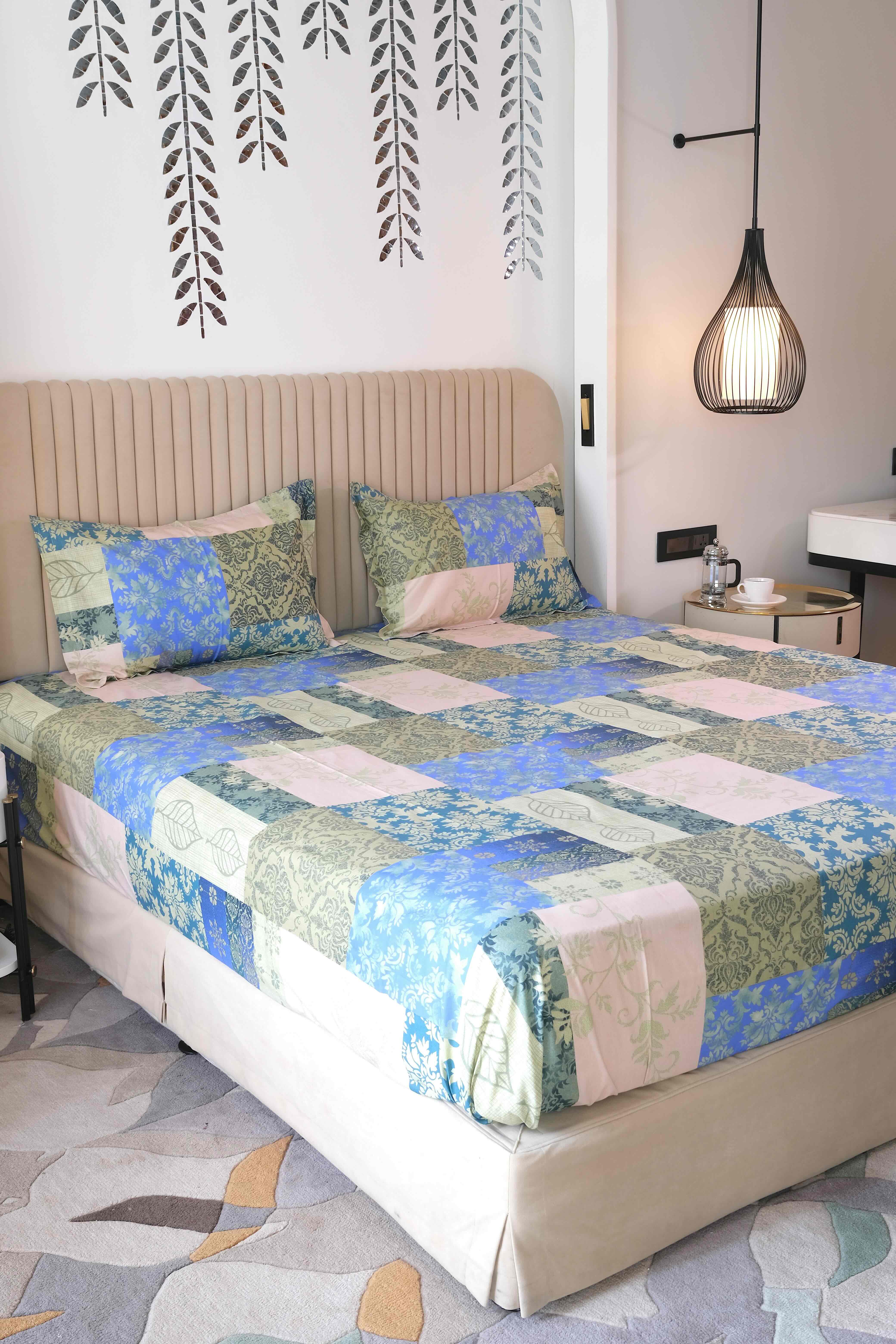A-3942 - Pure Cotton 180 TC King Size Double Bedsheet (274X274) with Two Pillow Covers (50X76)