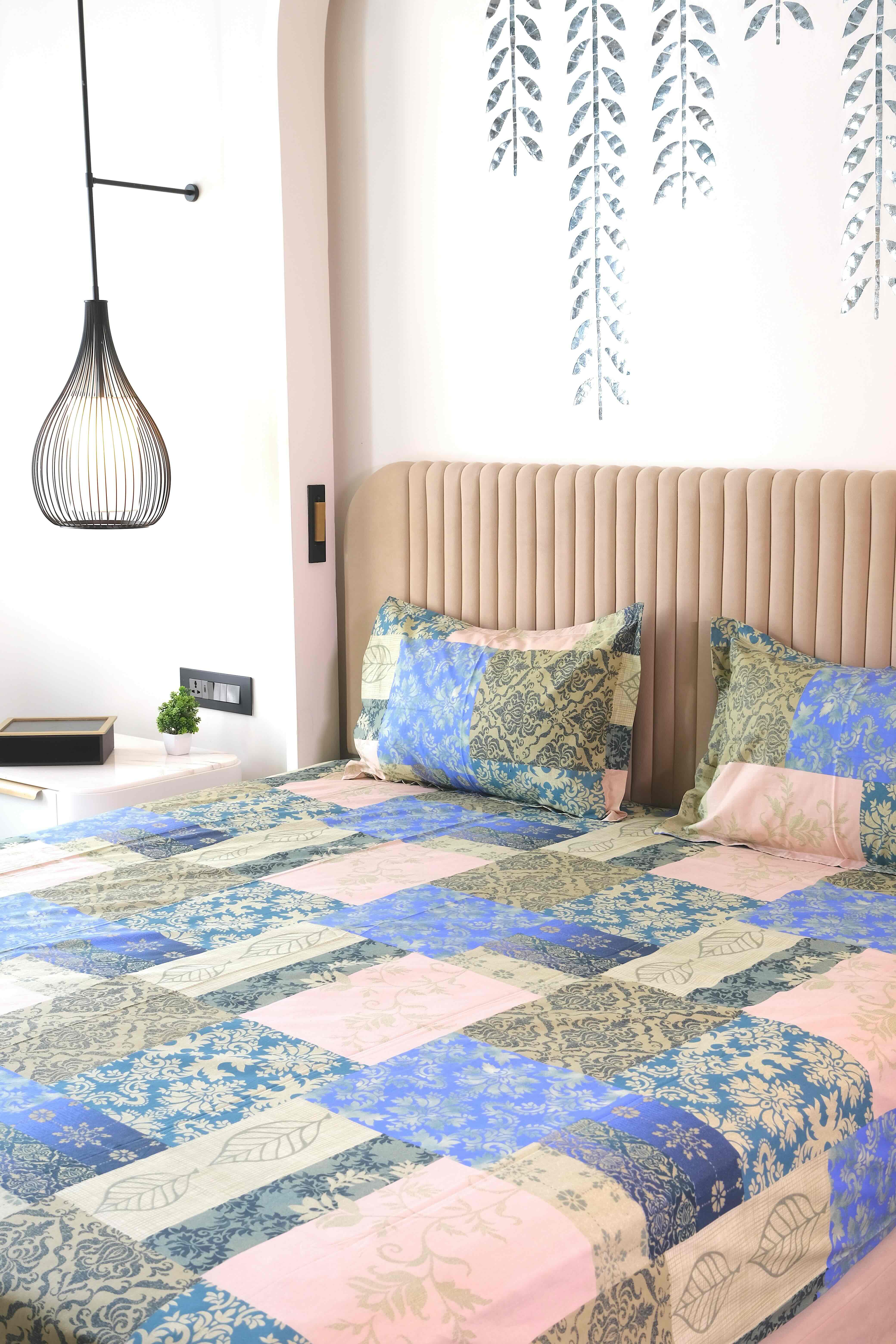 A-3942 - Pure Cotton 180 TC King Size Double Bedsheet (274X274) with Two Pillow Covers (50X76)