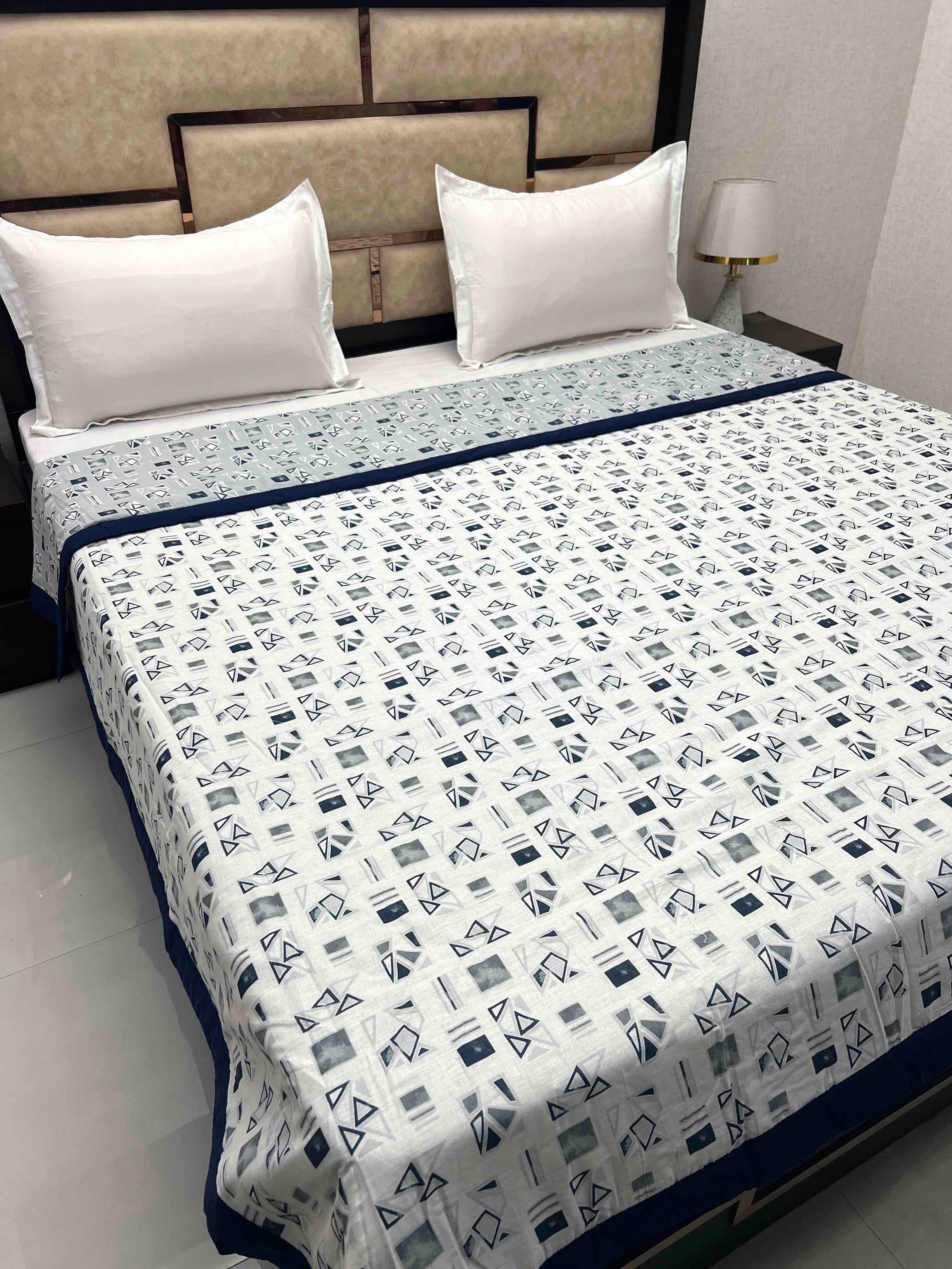 A-3957 - Pure Cotton King Size 180 TC Reversible Double Bed Dohar / Blanket / AC Comforter with Warm Cotton Sheet Layer Inside (221X246)