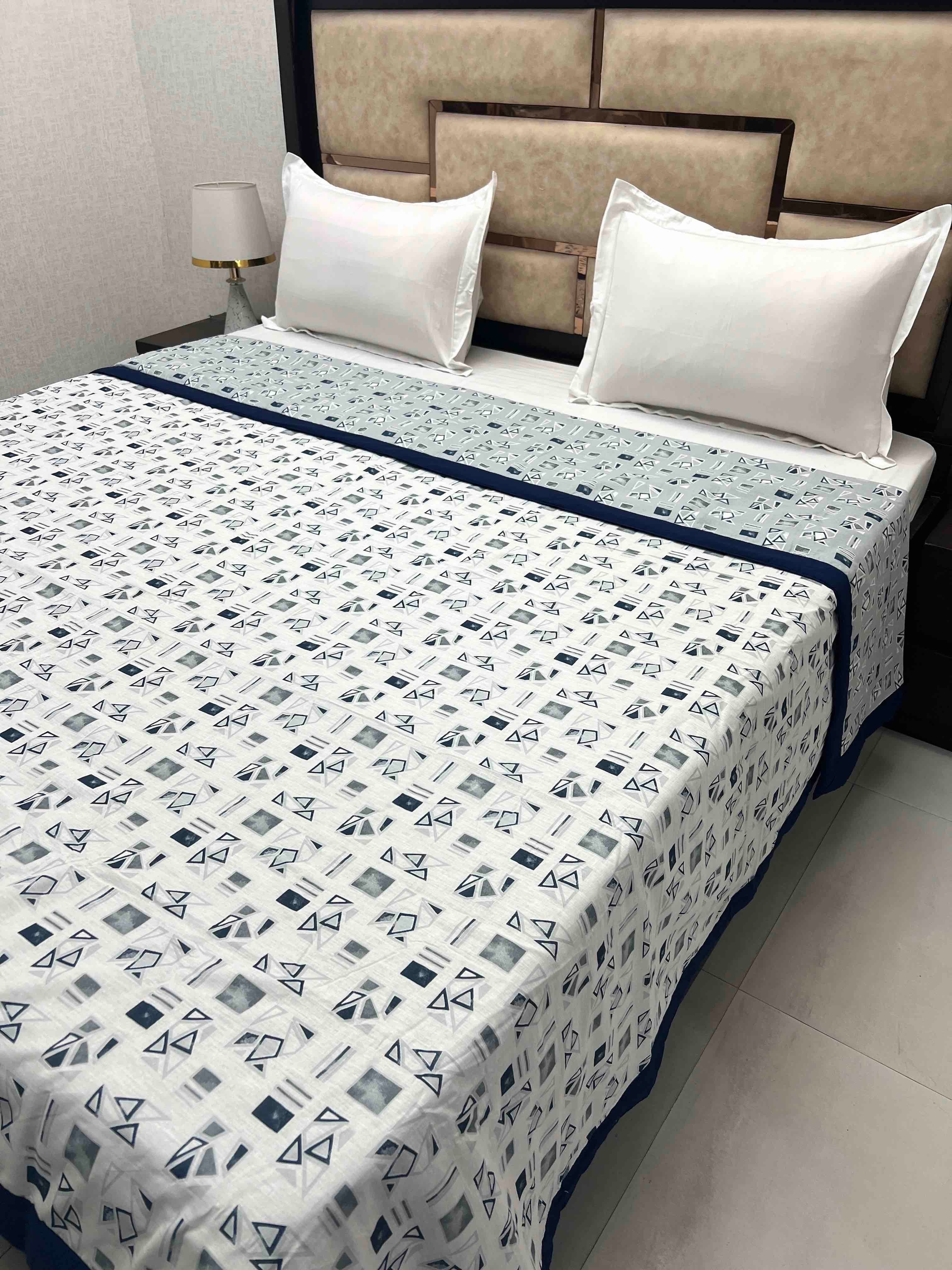 A-3957 - Pure Cotton King Size 180 TC Reversible Double Bed Dohar / Blanket / AC Comforter with Warm Cotton Sheet Layer Inside (221X246)