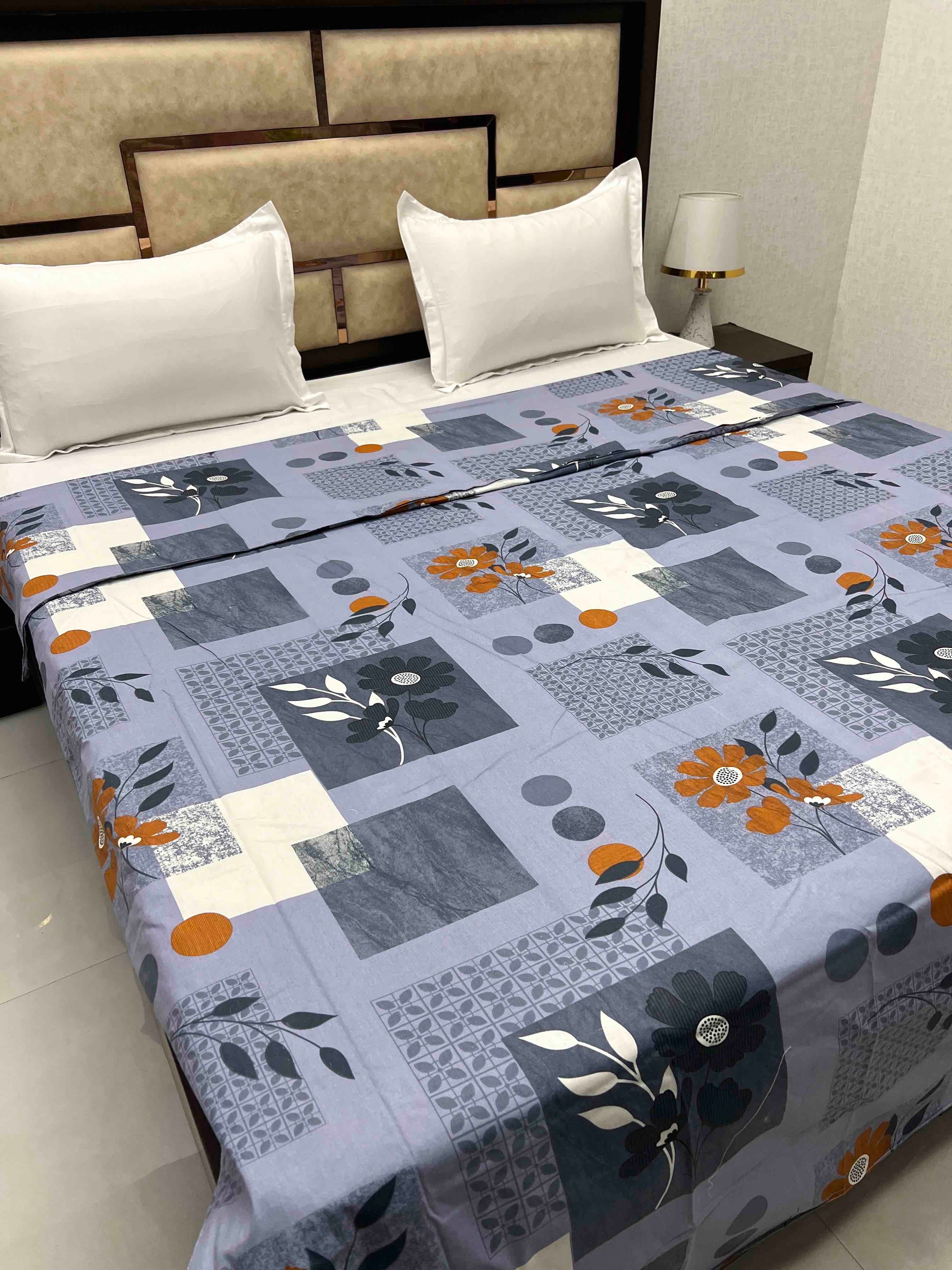 A-3968 - Pure Cotton 180 TC King Size Duvet Cover / Razaai Cover / Quilt Cover / Dohar Cover (223X243) for Double Bed Size with Heavy Zipper