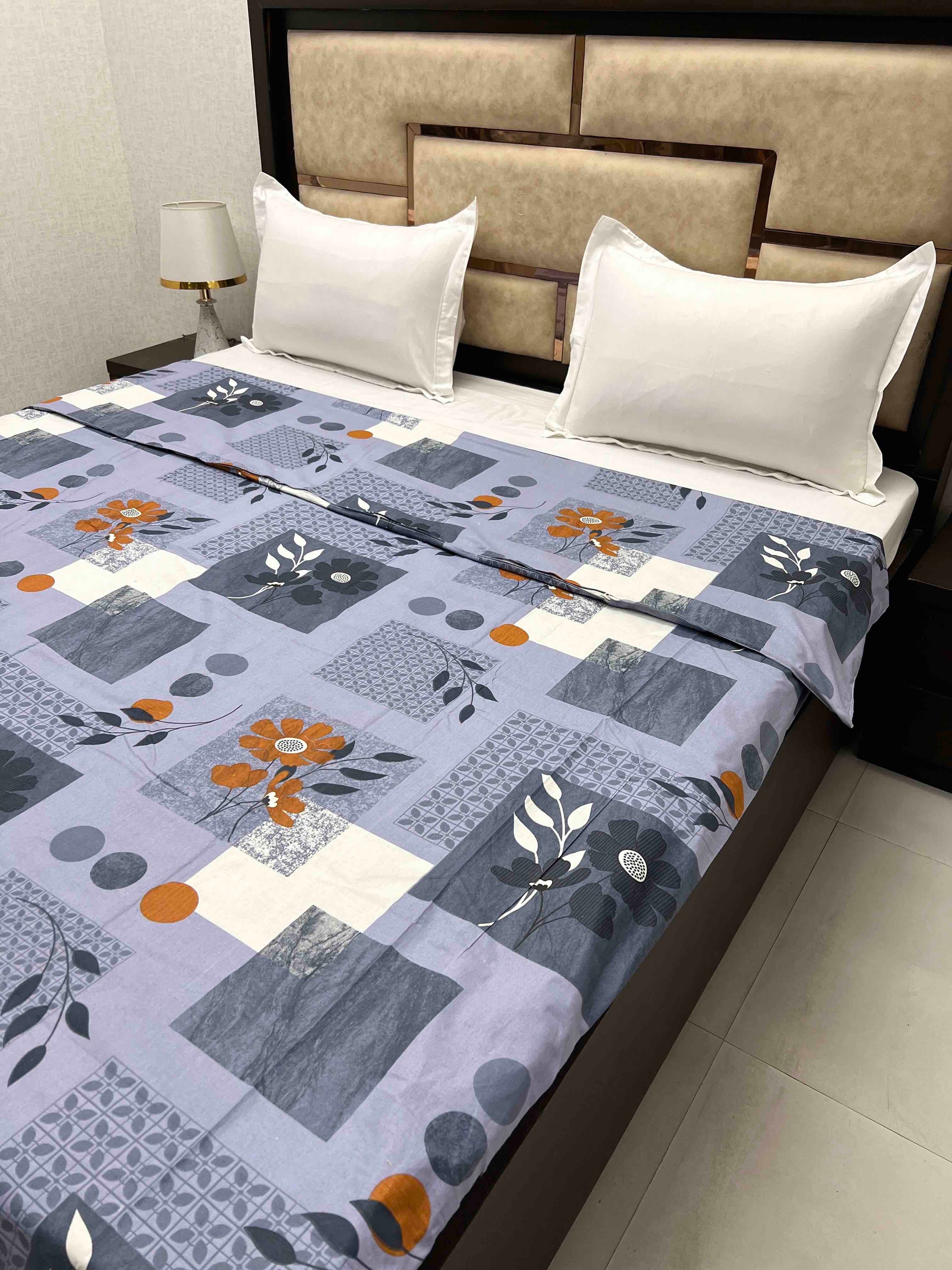 A-3968 - Pure Cotton 180 TC King Size Duvet Cover / Razaai Cover / Quilt Cover / Dohar Cover (223X243) for Double Bed Size with Heavy Zipper