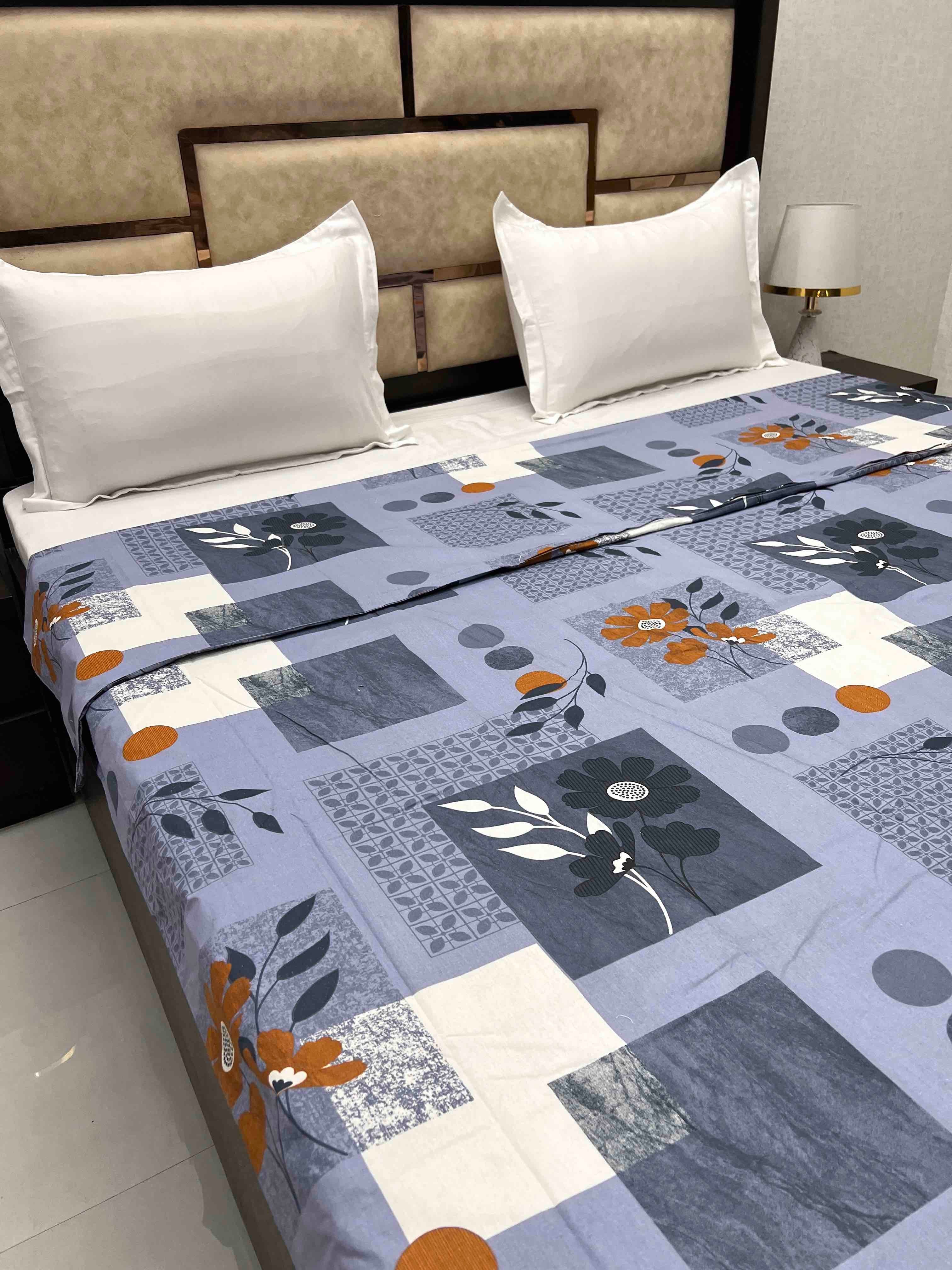 A-3968 - Pure Cotton 180 TC King Size Duvet Cover / Razaai Cover / Quilt Cover / Dohar Cover (223X243) for Double Bed Size with Heavy Zipper