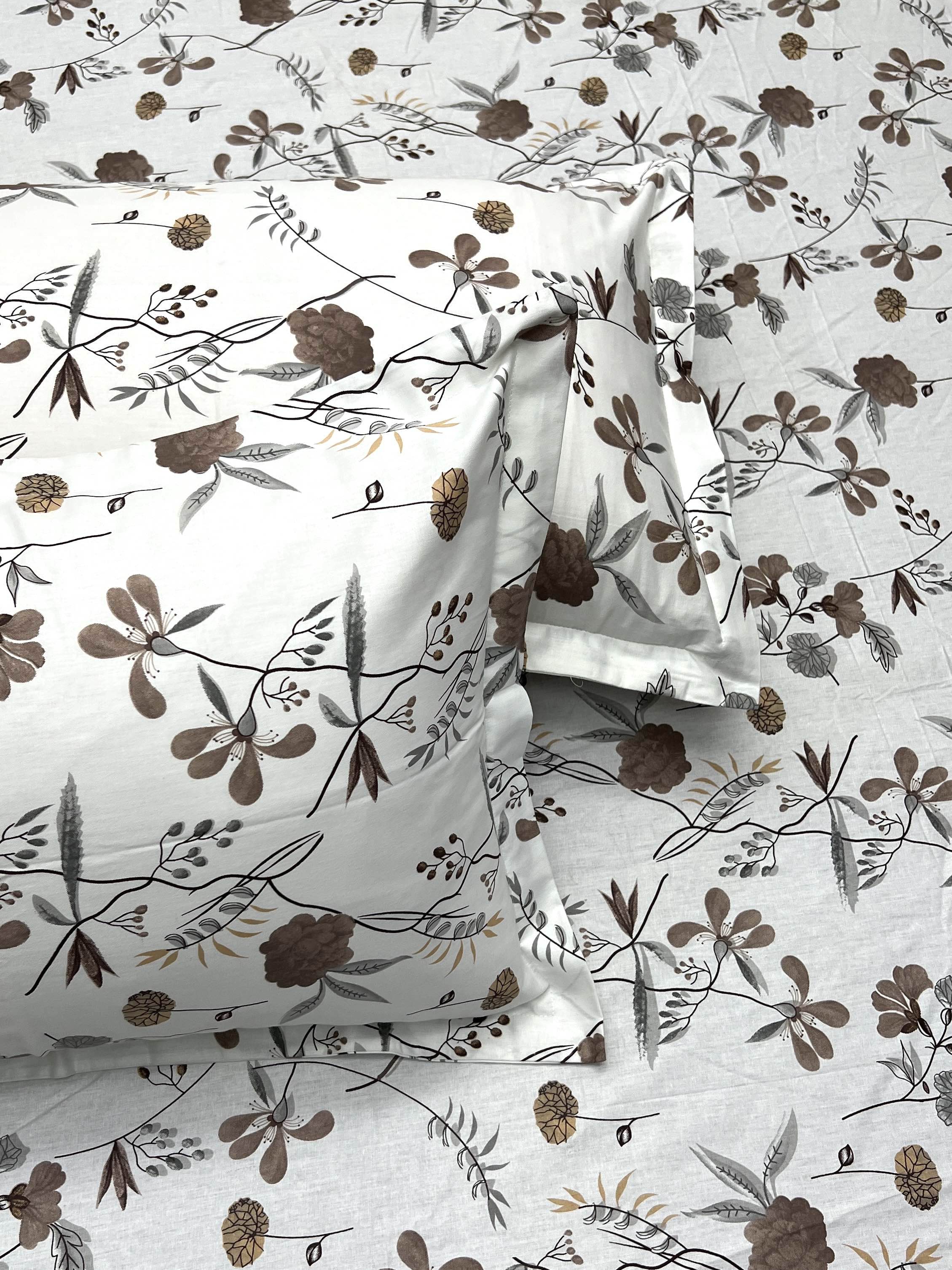 A-4009 - Pure Cotton 180 TC King Size Fitted Bedsheet (183X198) with Two Pillow Covers (45X68)