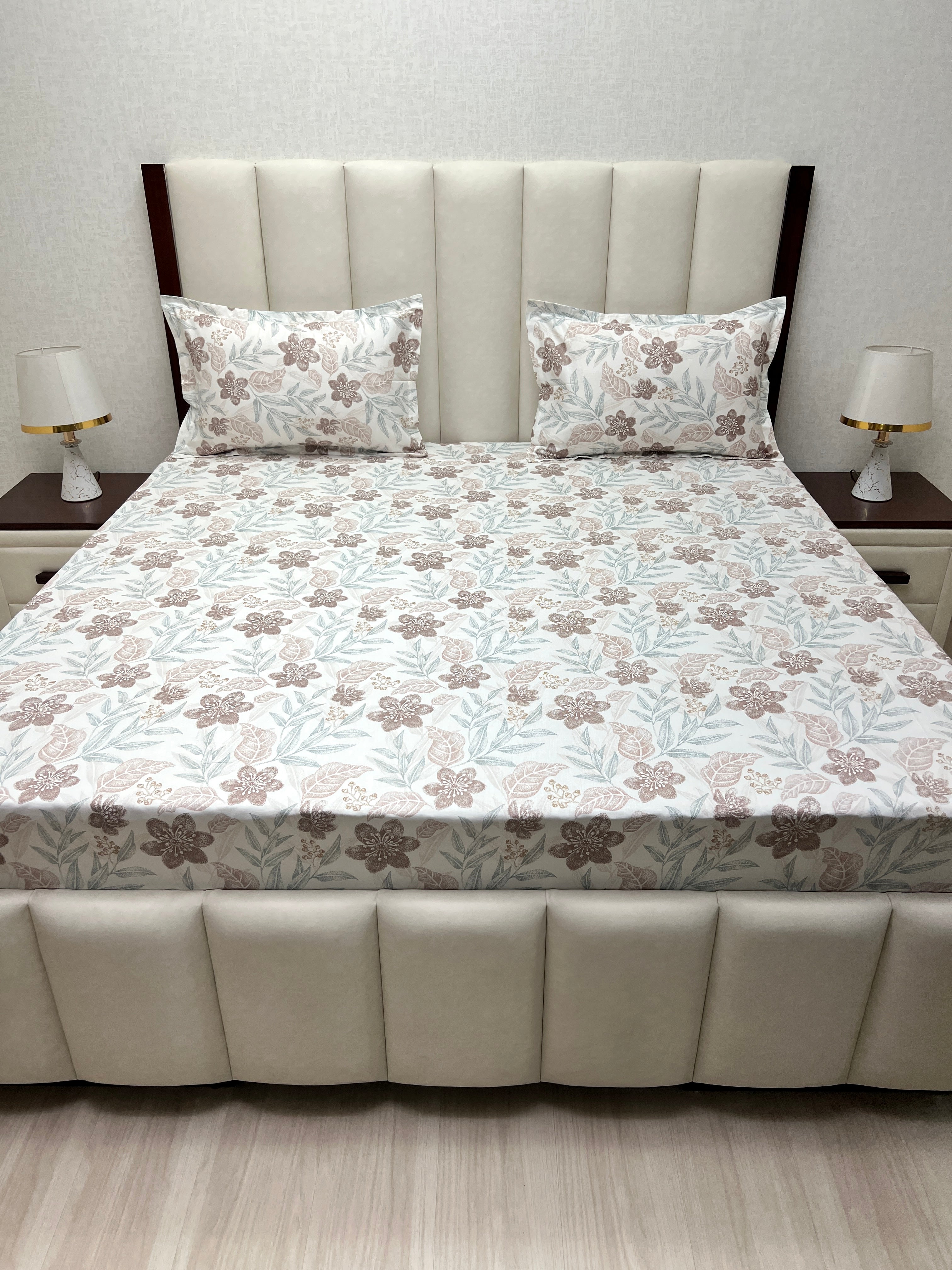 A-4242 Pure Cotton 180 TC King Size Double Bedsheet (274X274) with Two Pillow Covers (50X76)