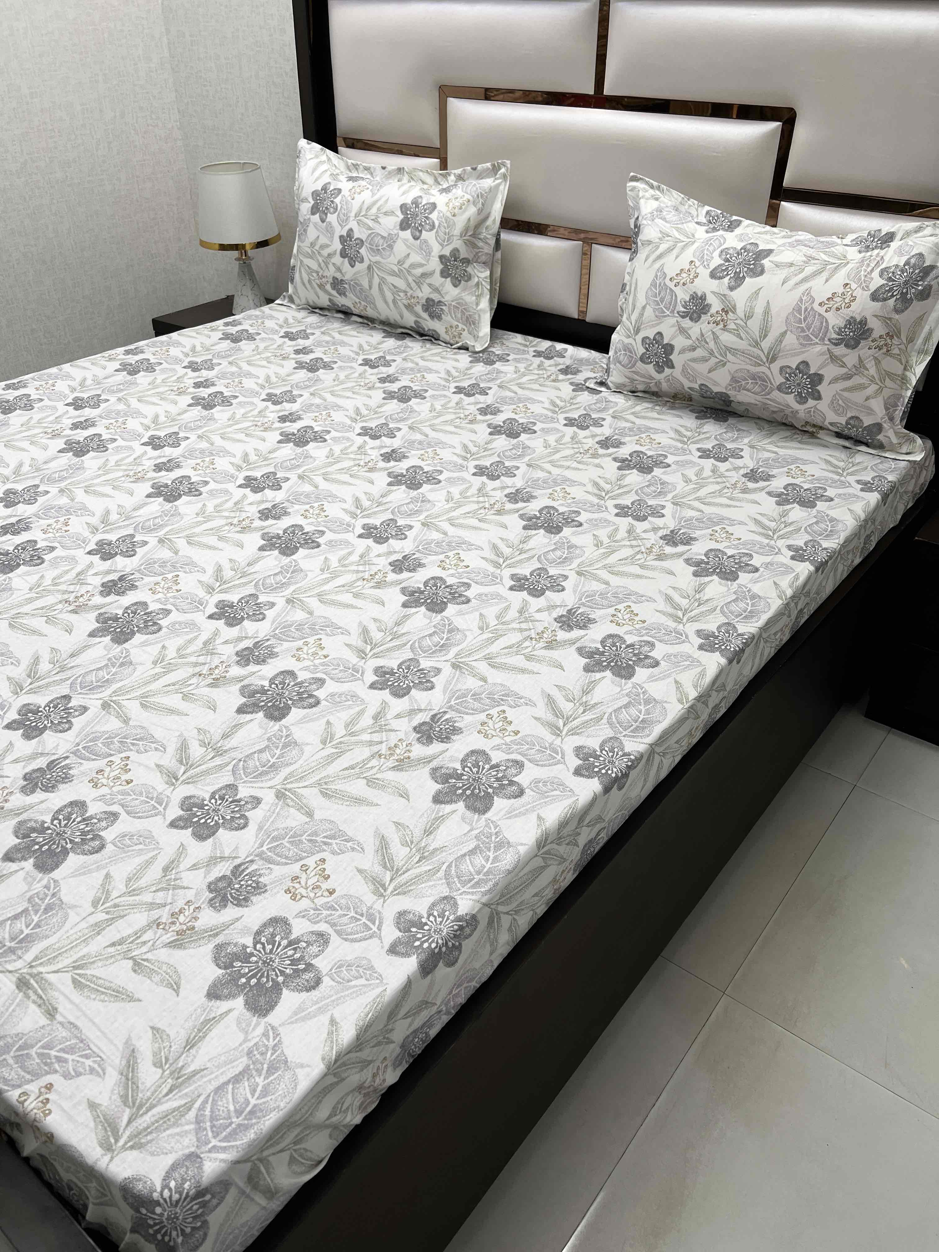 A-4245 Pure Cotton 180 TC King Size Double Bedsheet (274X274) with Two Pillow Covers (50X76)