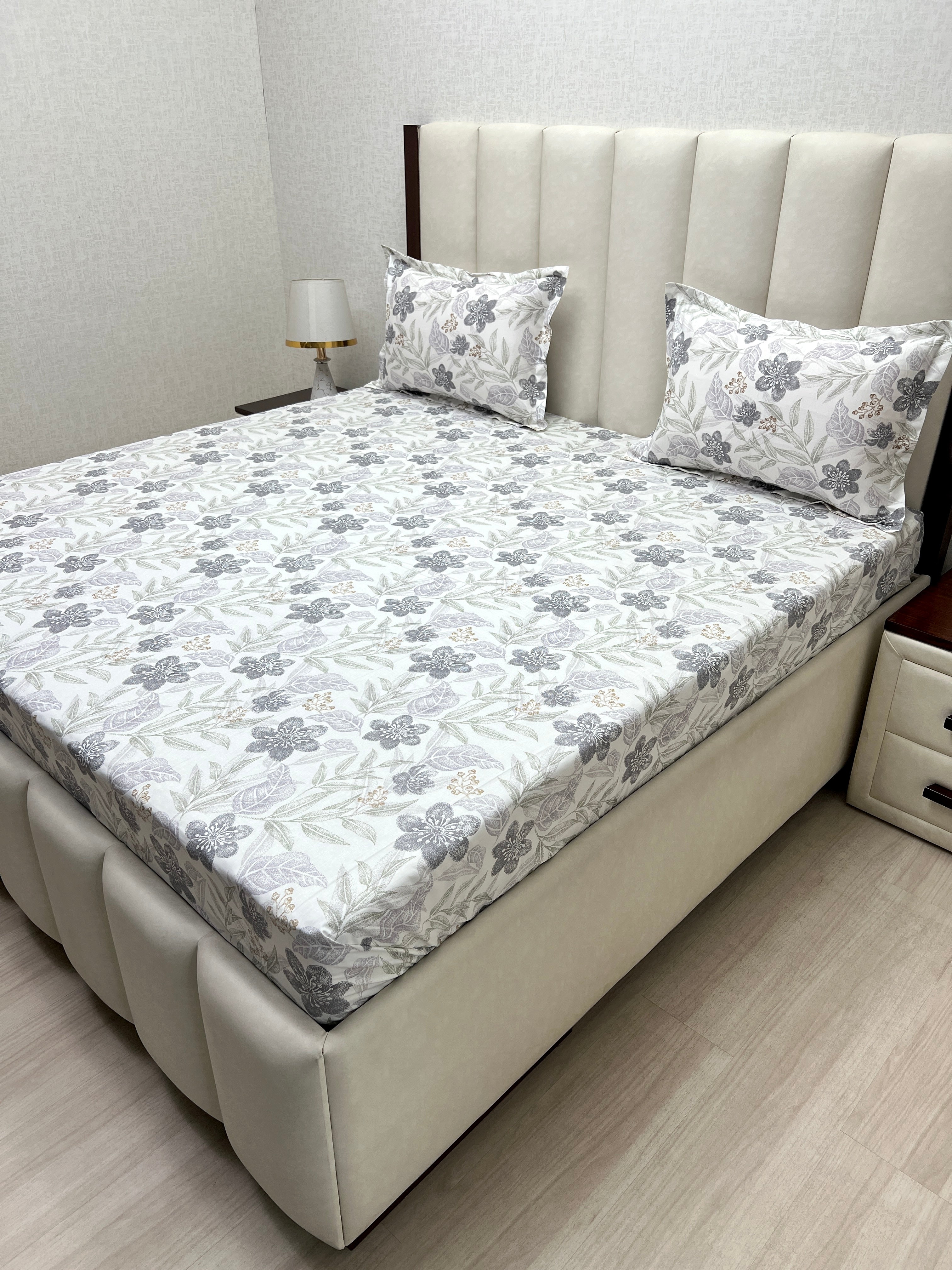 A-4245 Pure Cotton 180 TC King Size Double Bedsheet (274X274) with Two Pillow Covers (50X76)