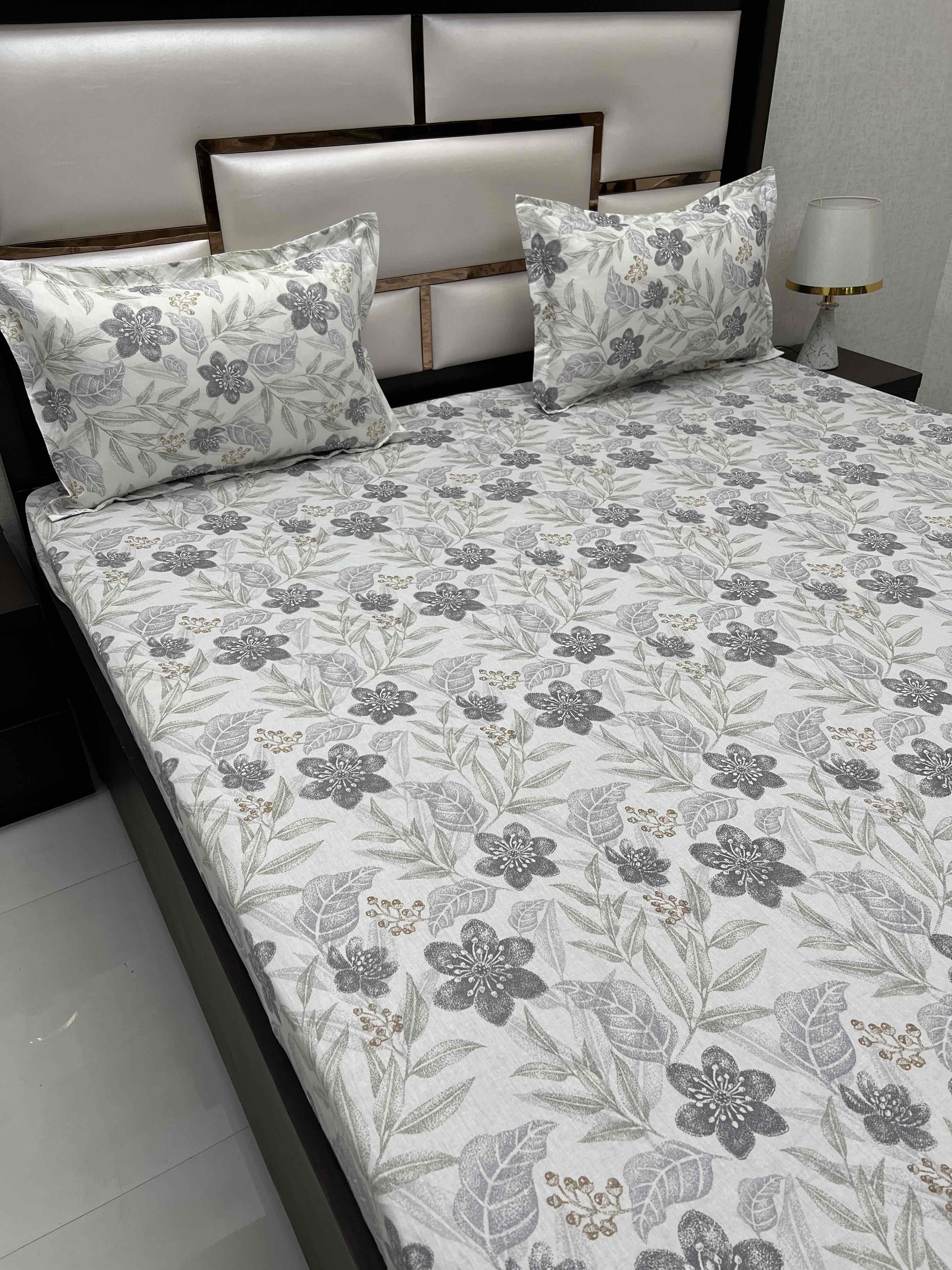 A-4245 Pure Cotton 180 TC King Size Double Bedsheet (274X274) with Two Pillow Covers (50X76)