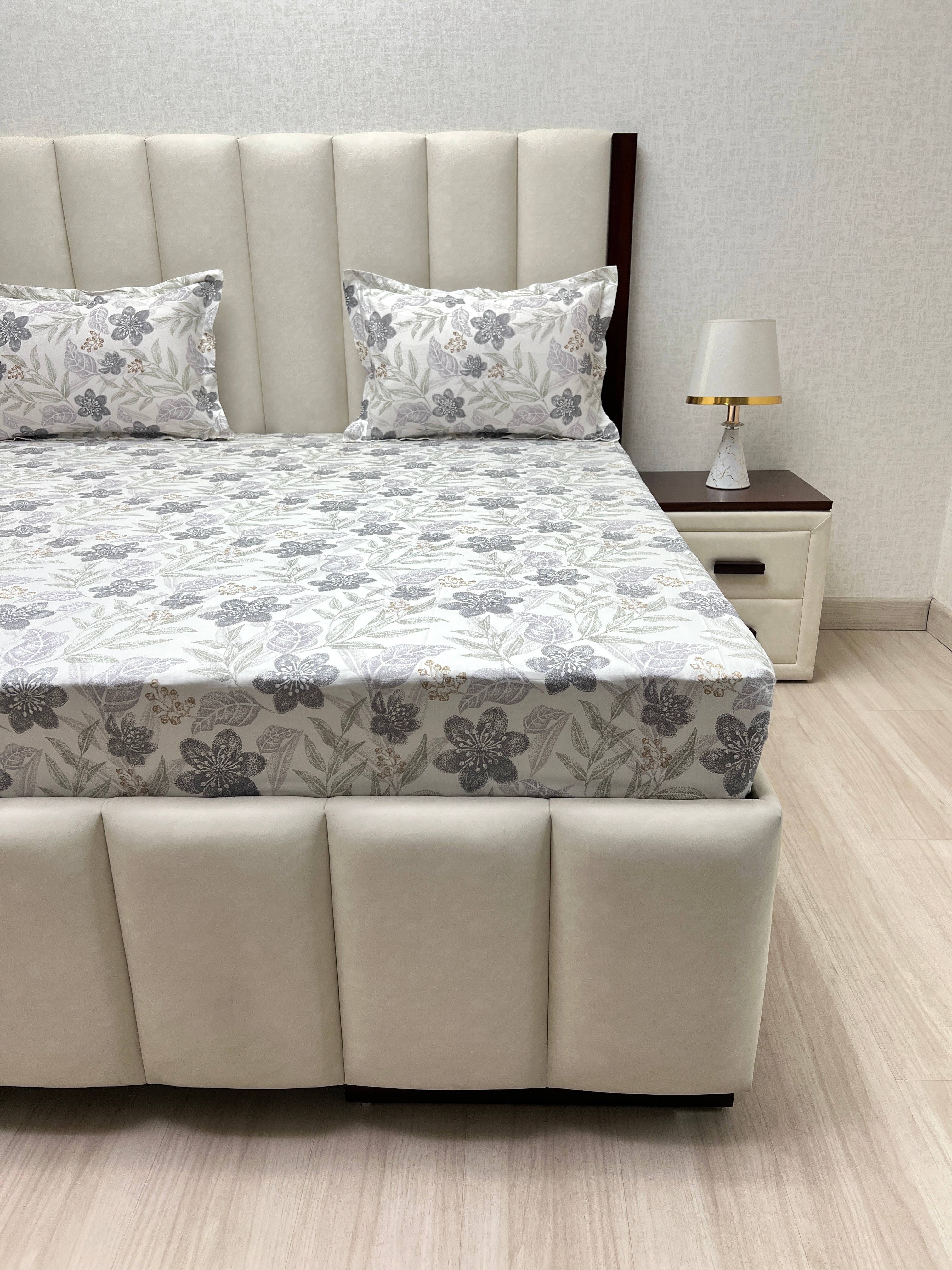 A-4245 Pure Cotton 180 TC King Size Double Bedsheet (274X274) with Two Pillow Covers (50X76)