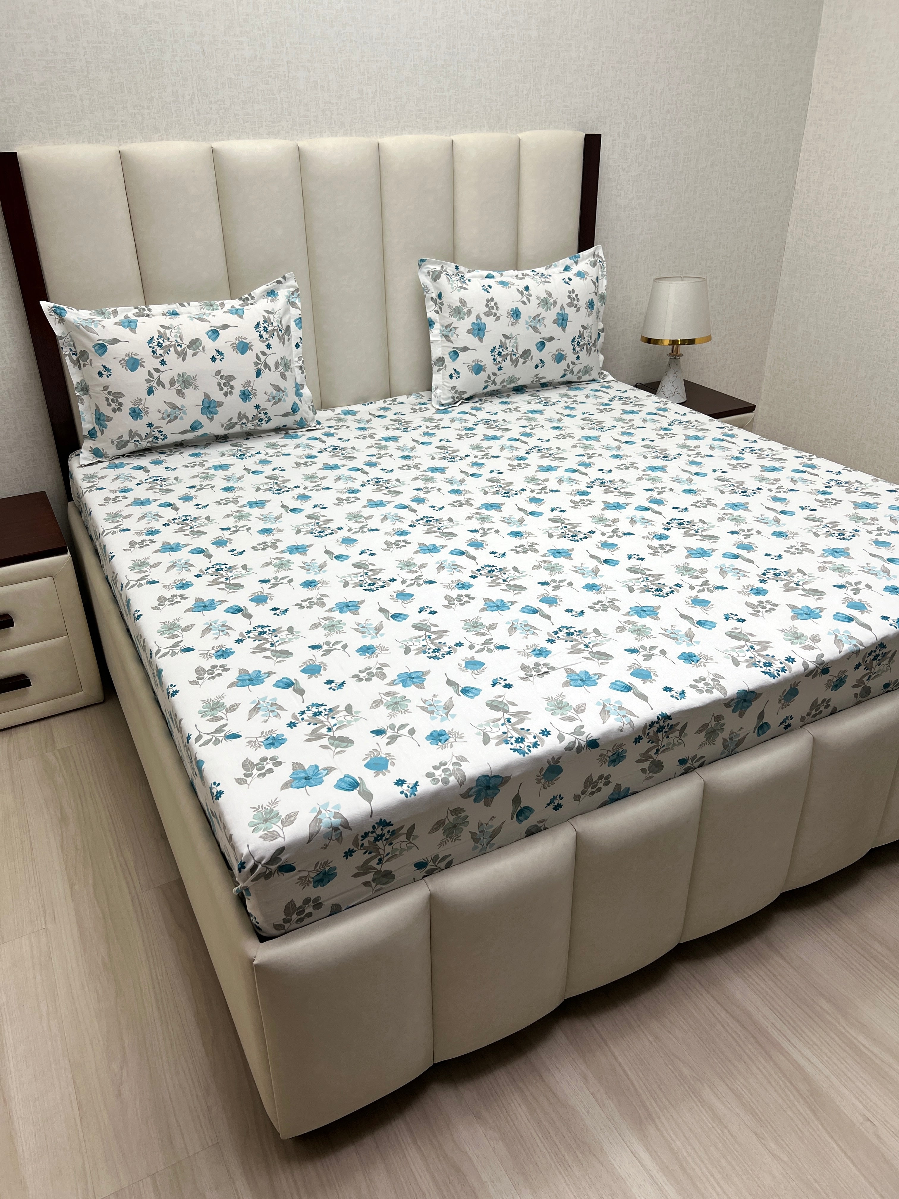 A-4251 Pure Cotton 180 TC King Size Double Bedsheet (274X274) with Two Pillow Covers (50X76)