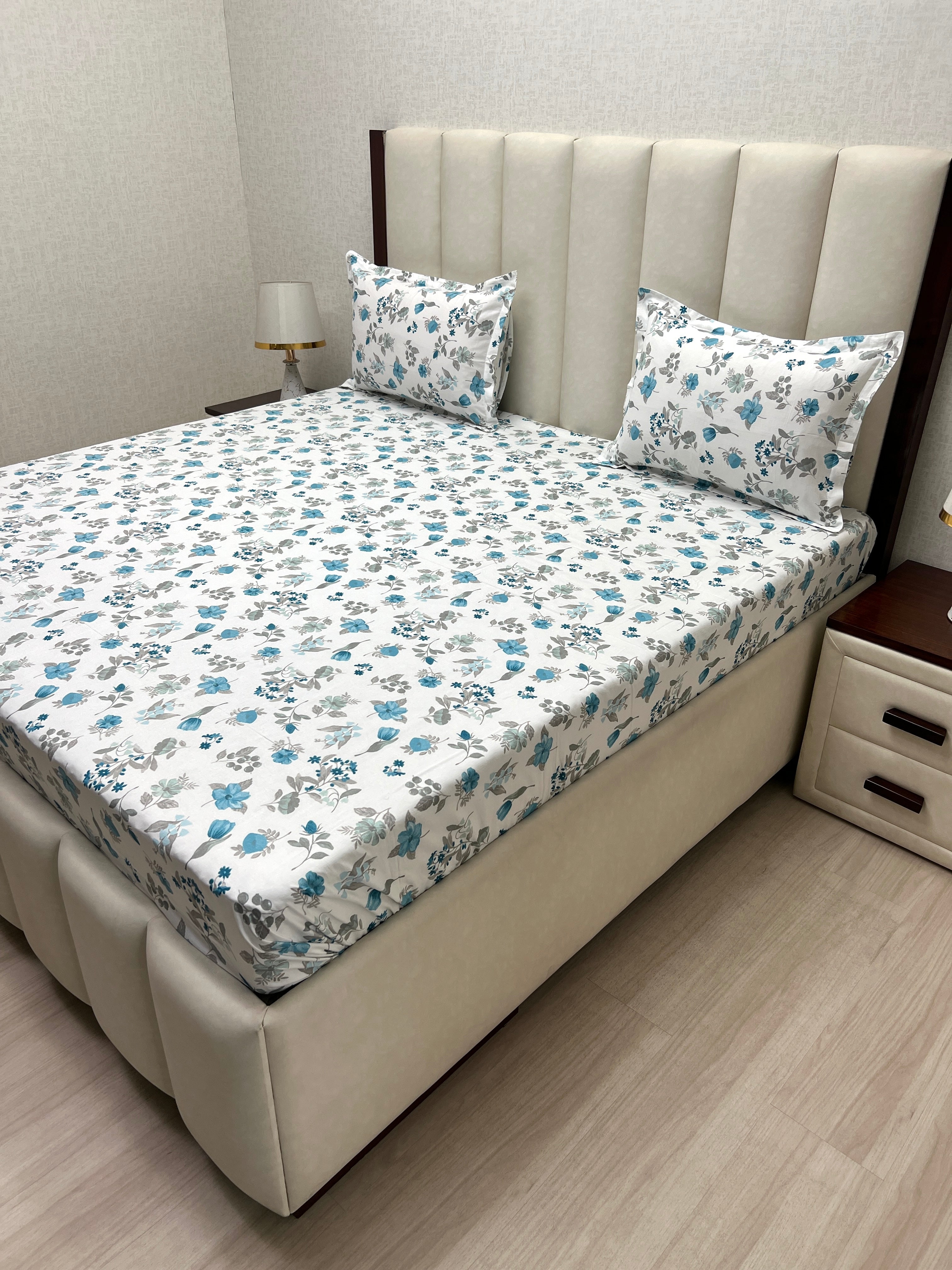 A-4251 Pure Cotton 180 TC King Size Double Bedsheet (274X274) with Two Pillow Covers (50X76)