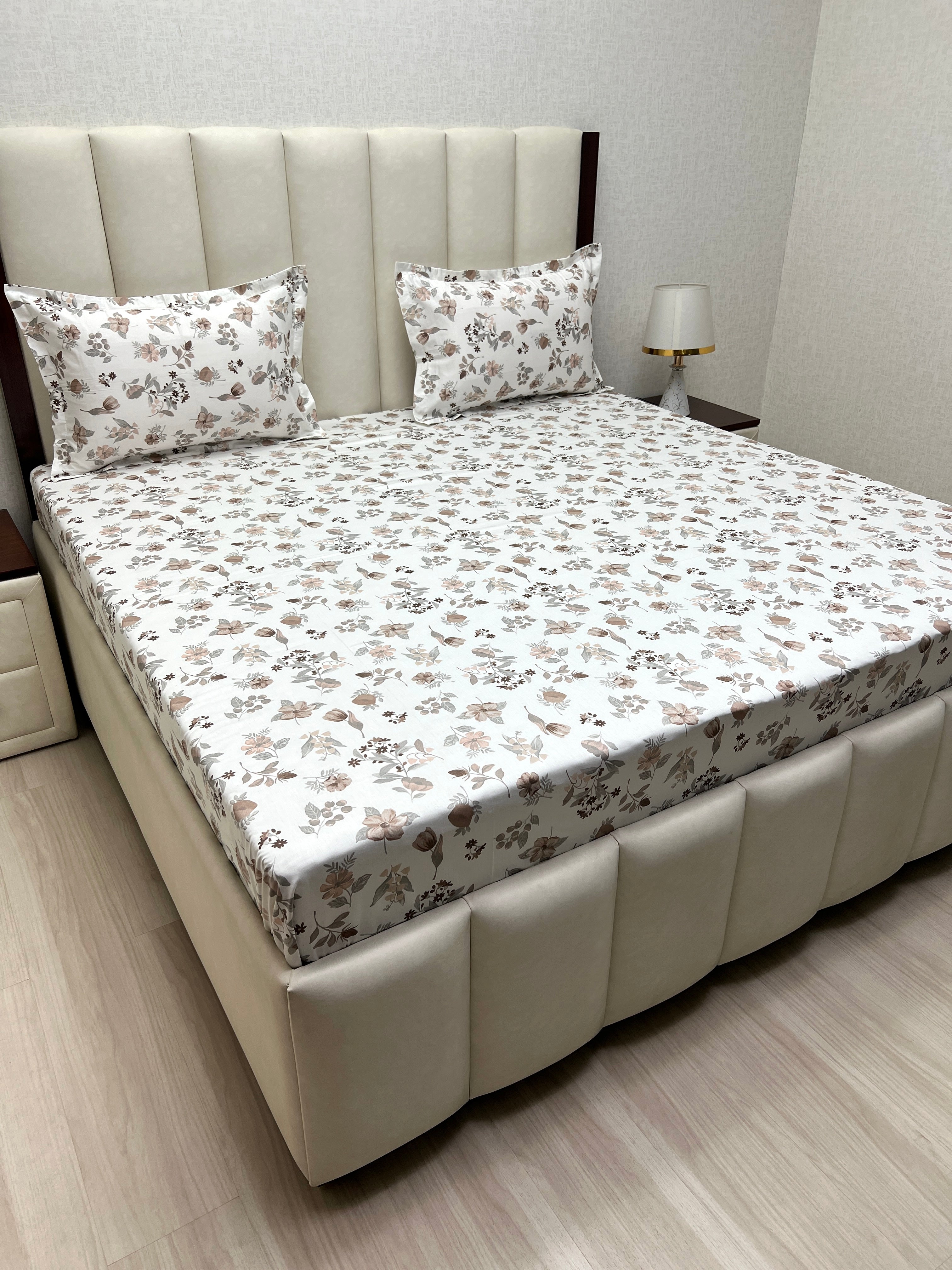 A-4252 Pure Cotton 180 TC King Size Double Bedsheet (274X274) with Two Pillow Covers (50X76)