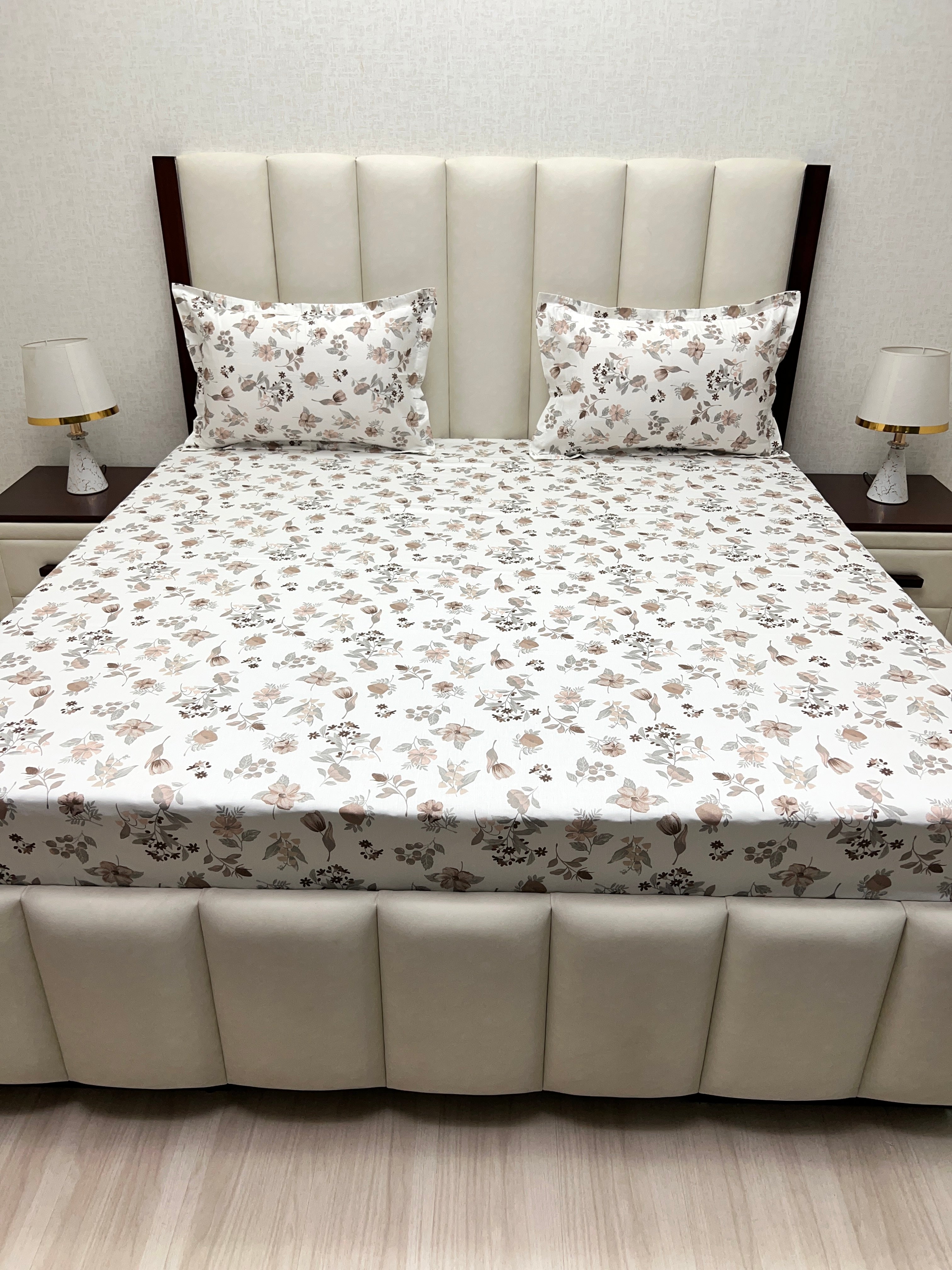 A-4252 Pure Cotton 180 TC King Size Double Bedsheet (274X274) with Two Pillow Covers (50X76)